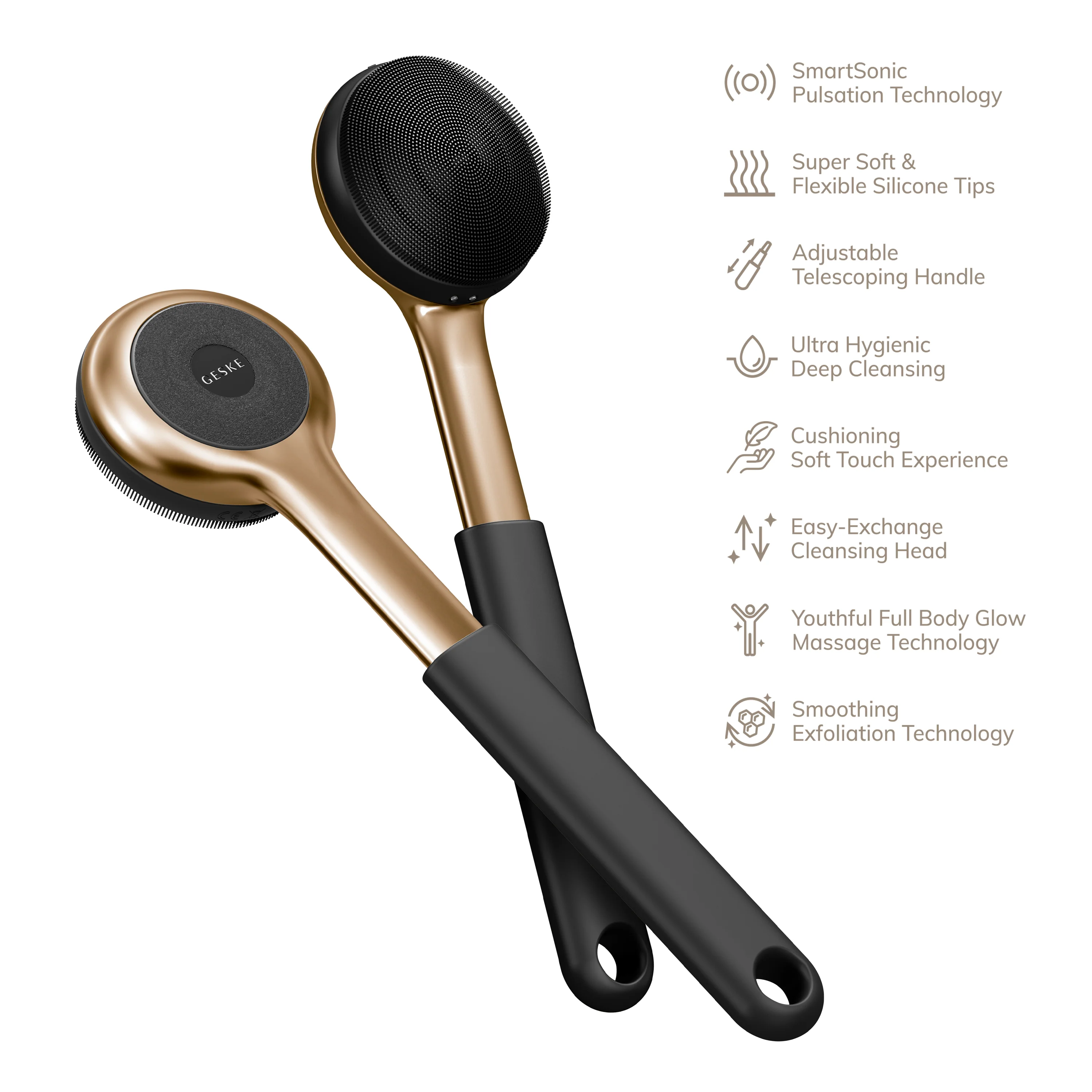 Geske Sonic Full-Body Brush & Intensive Exfoliator | 8 in 1 - Gray - Image 2