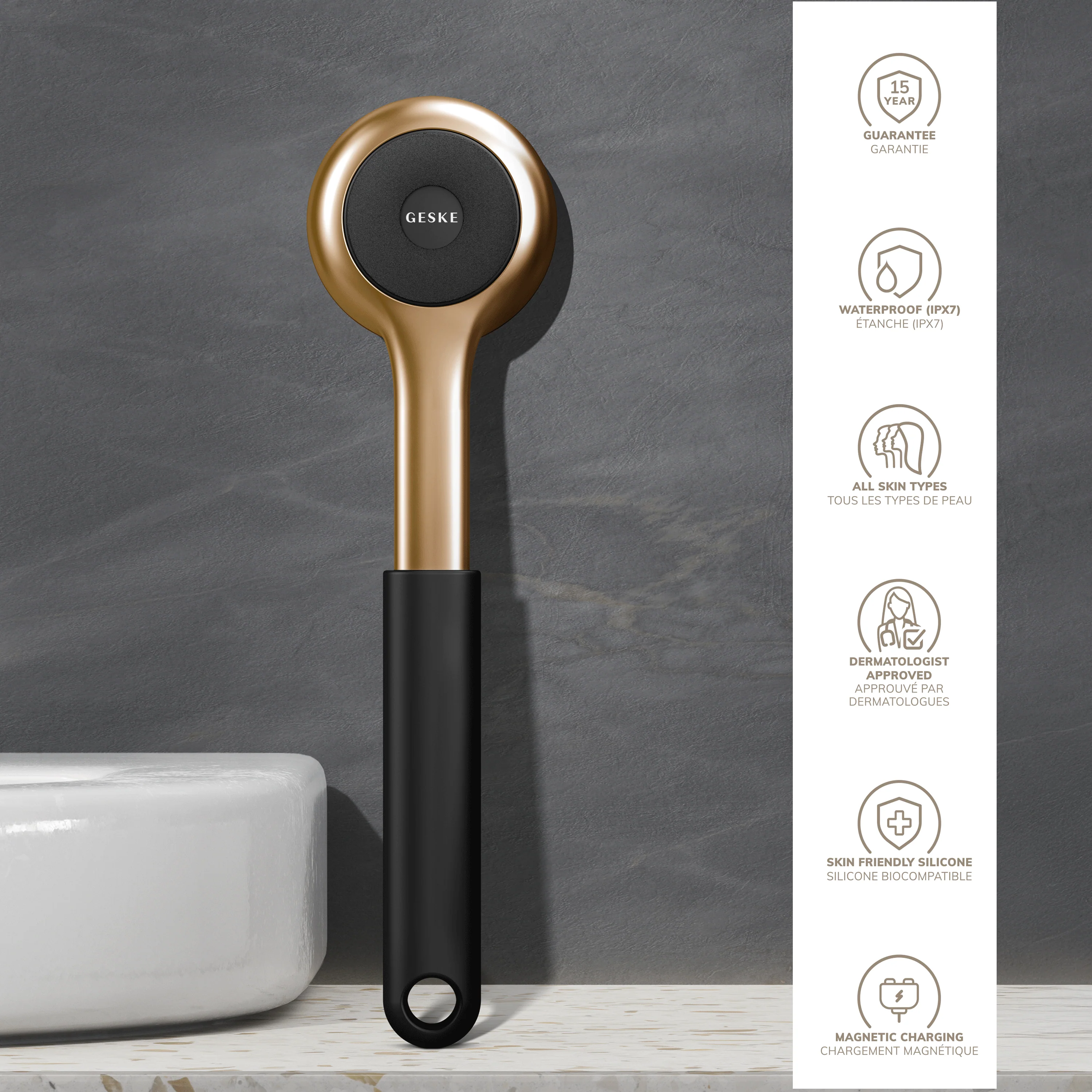 Geske Sonic Full-Body Brush & Intensive Exfoliator | 8 in 1 - Gray - Image 3