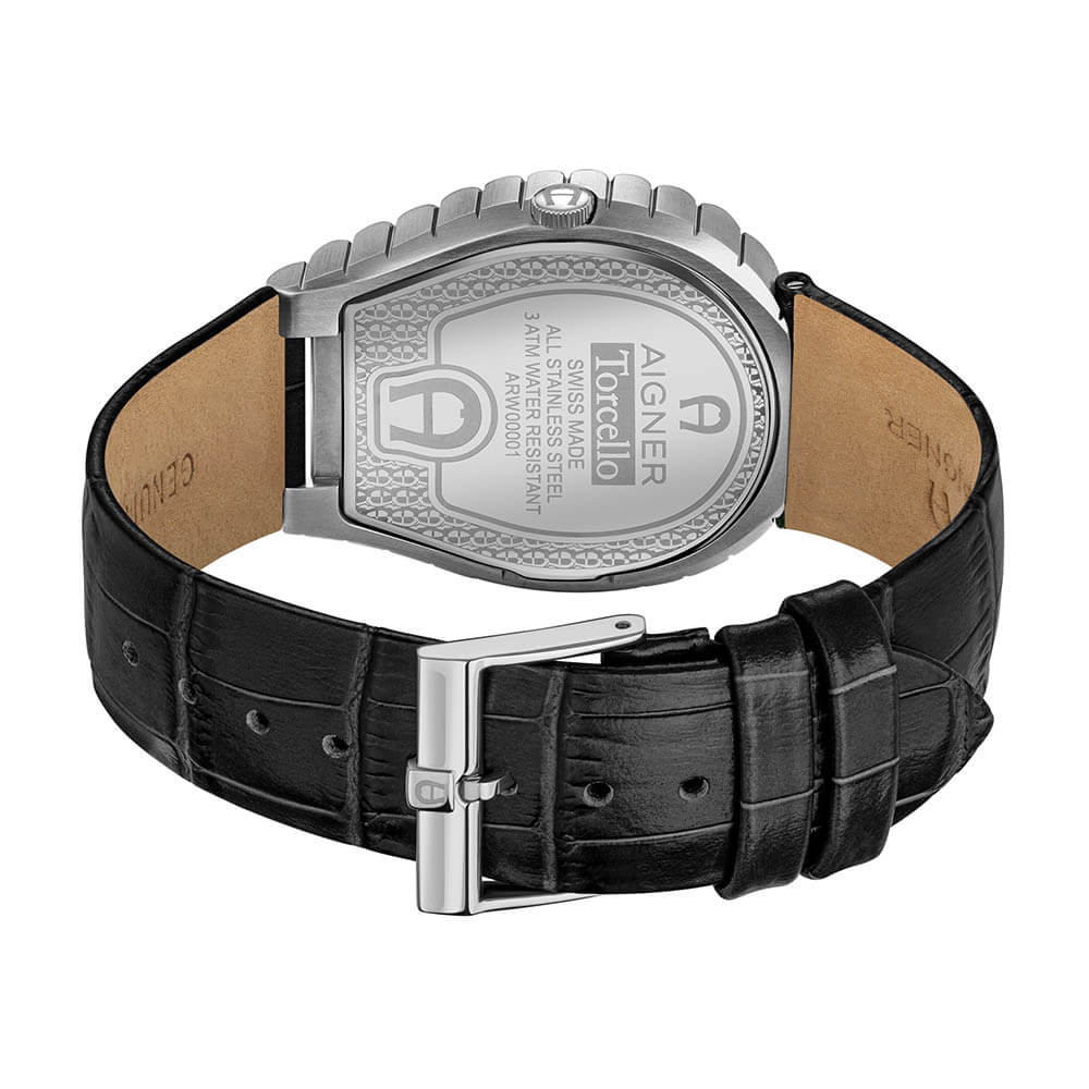Aigner Torcello Men's Black Dial Black Leather Strap Watch Rich text editor - Image 3