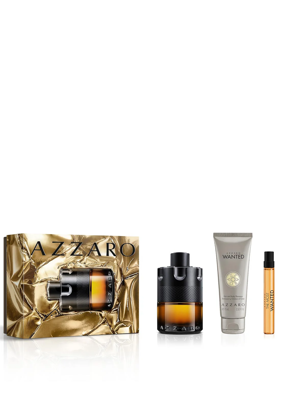 Azzaro The Most Wanted Perfume Trio Gift Set 100ml + Shampoo 75ml + 10ml - Image 3