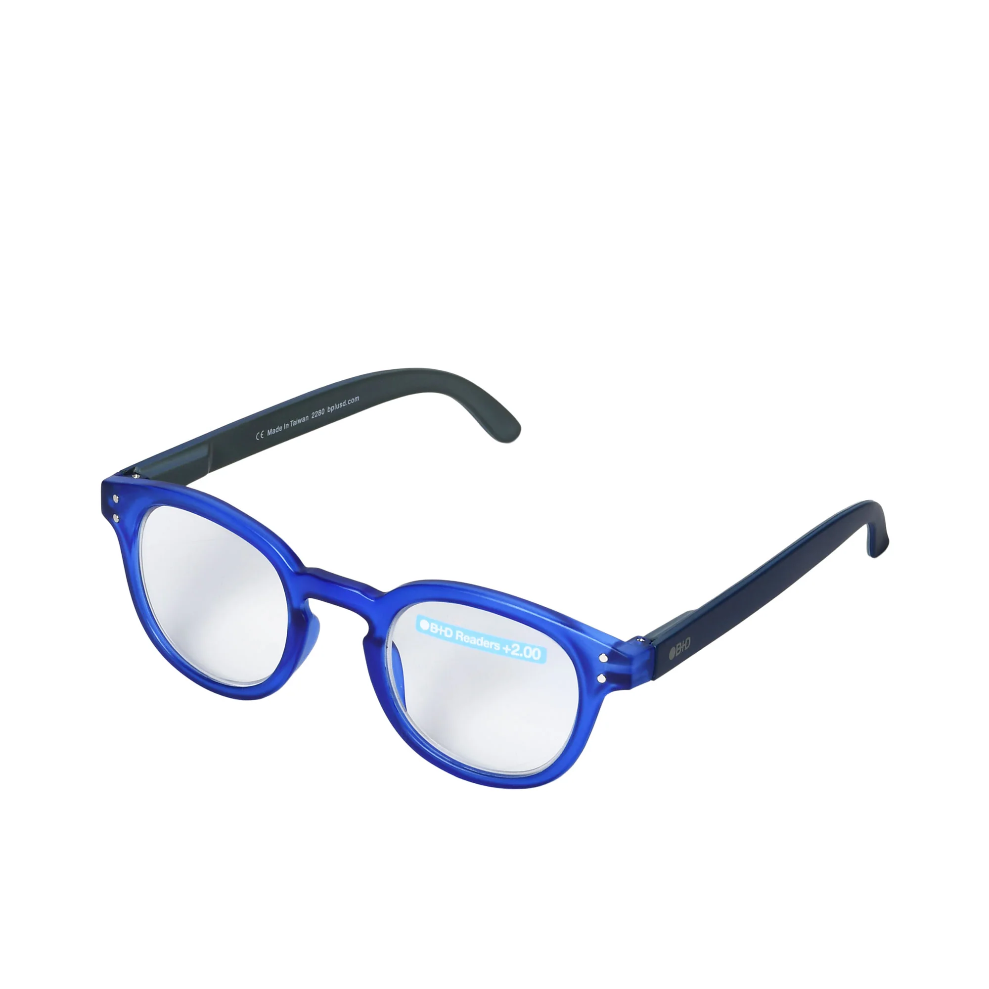 B+D Blue & Grey Round Reading Glasses - Image 2