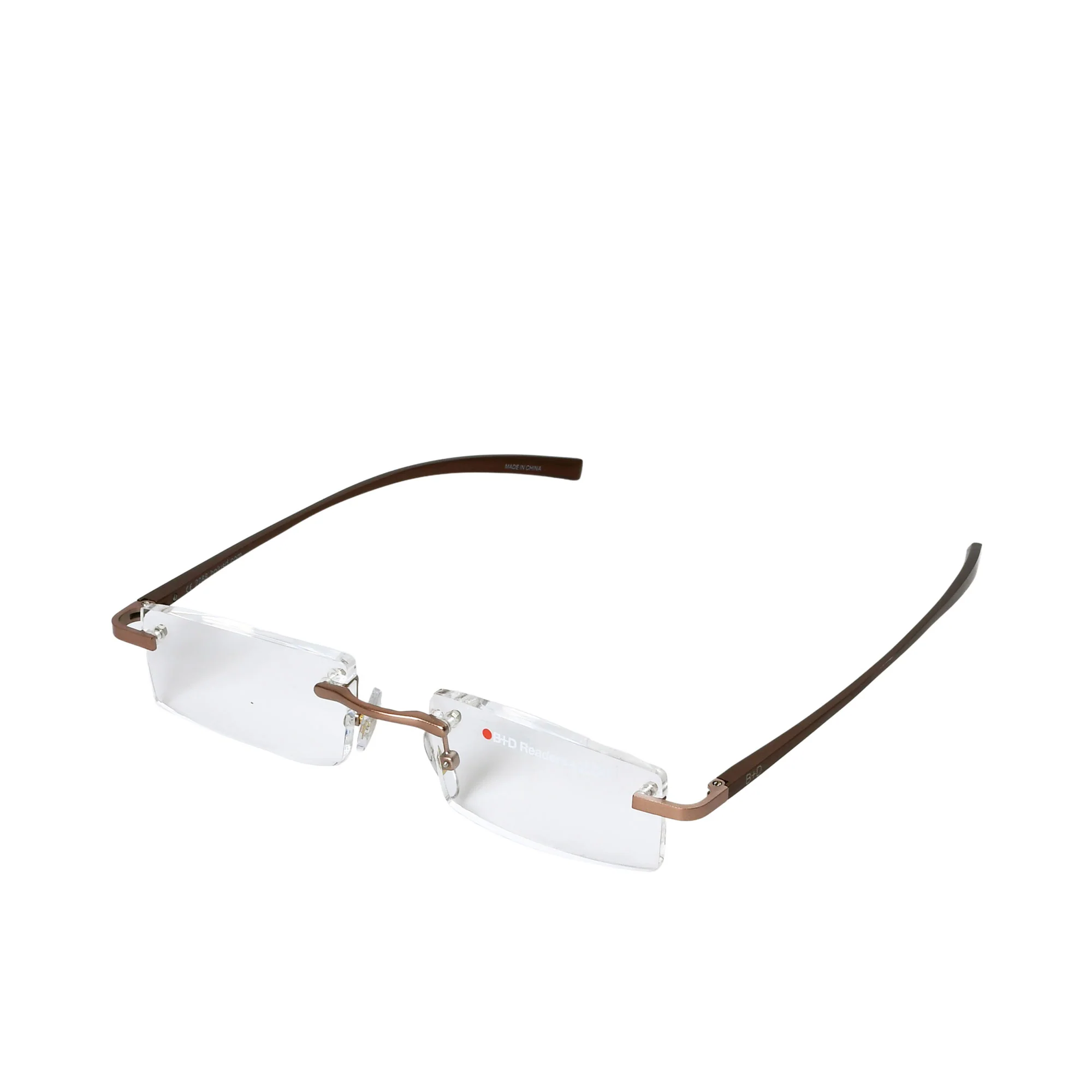 B+D Bronze & Brown Rimless Reading Glasses - Image 2