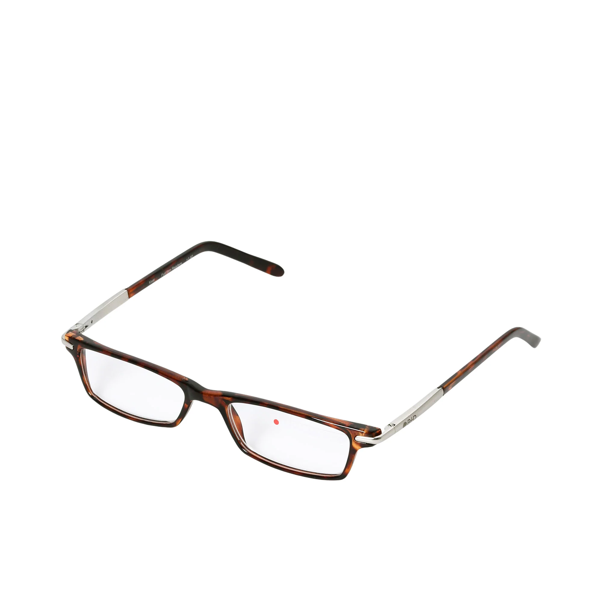 B+D Rectangular Reading Glasses in Tortoiseshell with Silver Temples - Image 2