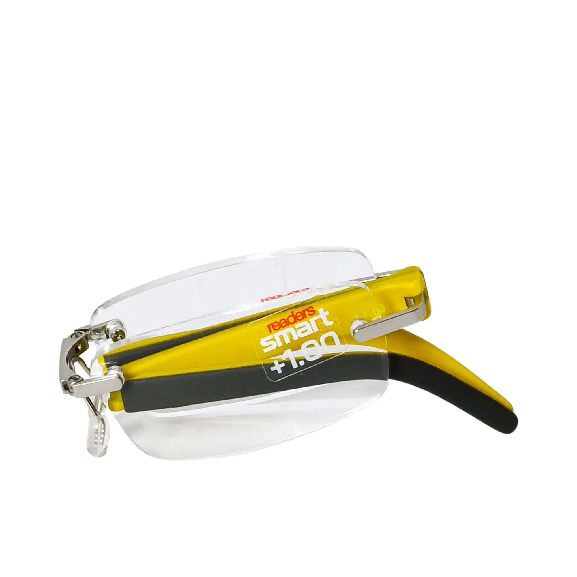 B+D Silver & Yellow Rimless Reading Glasses - Image 3