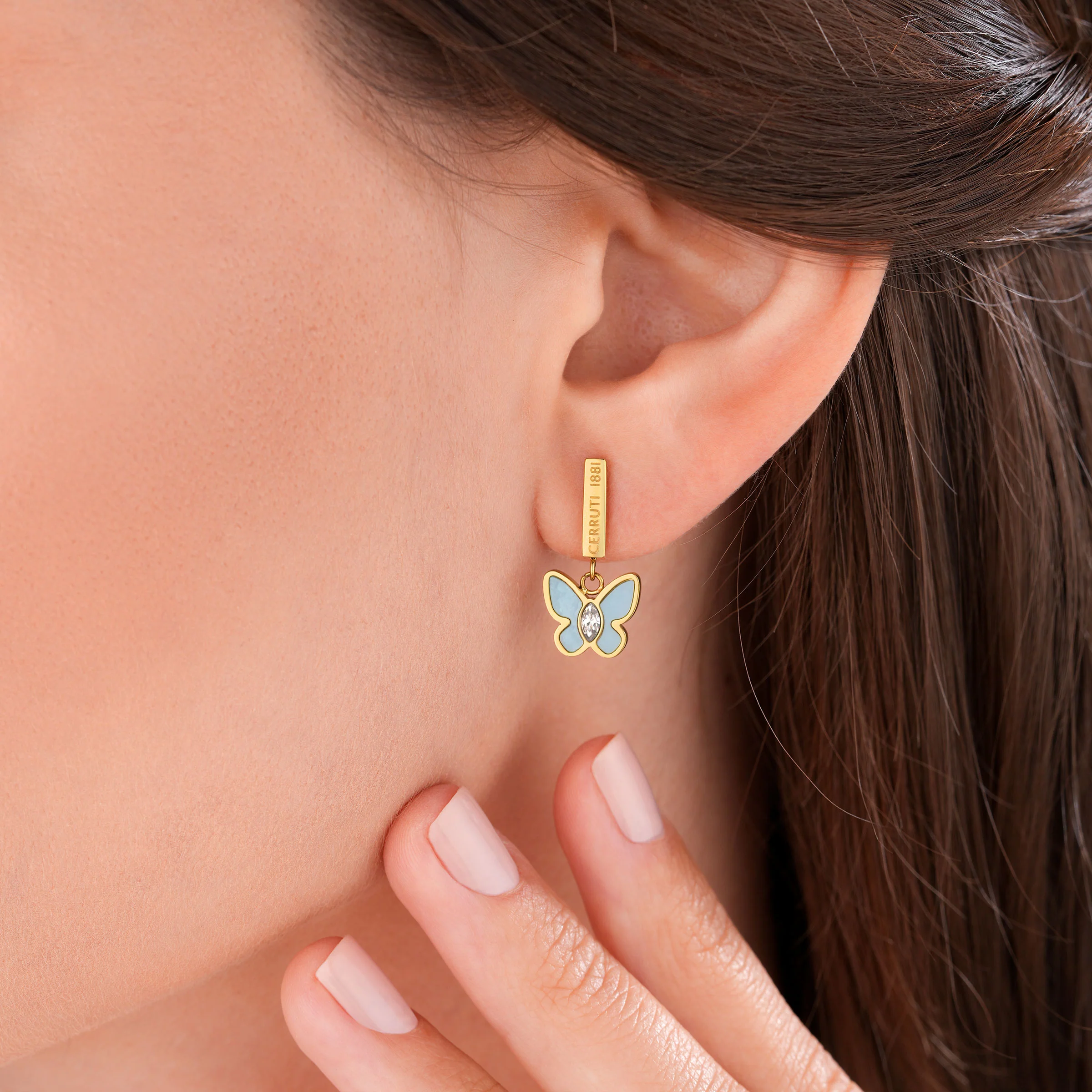 BLUE MOP CRYSTALS EARRINGS - Image 4