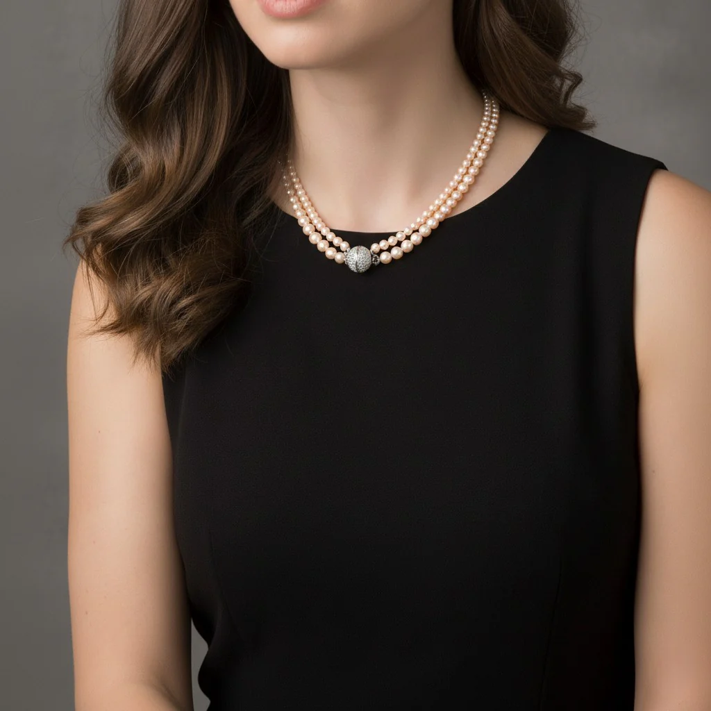 Bronzallure Cultured Fresh Water Pearl Peach Necklace - Image 3