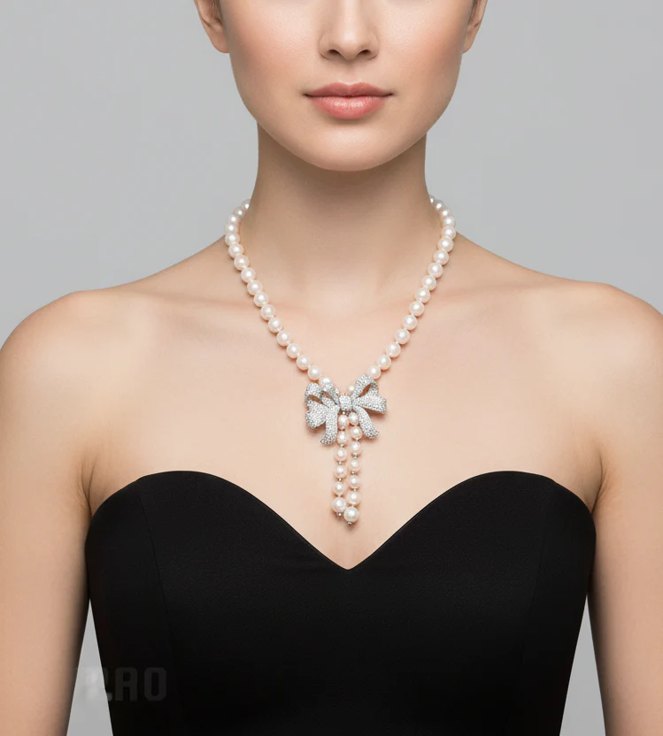 Bronzallure Cultured Fresh Water Pearl Peach Necklace - Image 3