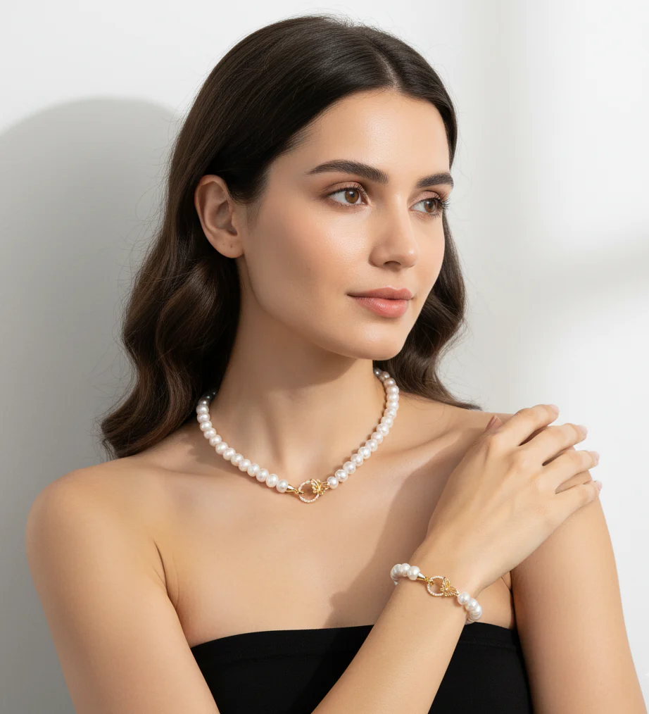 Bronzallure Cultured Freshwater Pearl White Necklace - Image 2
