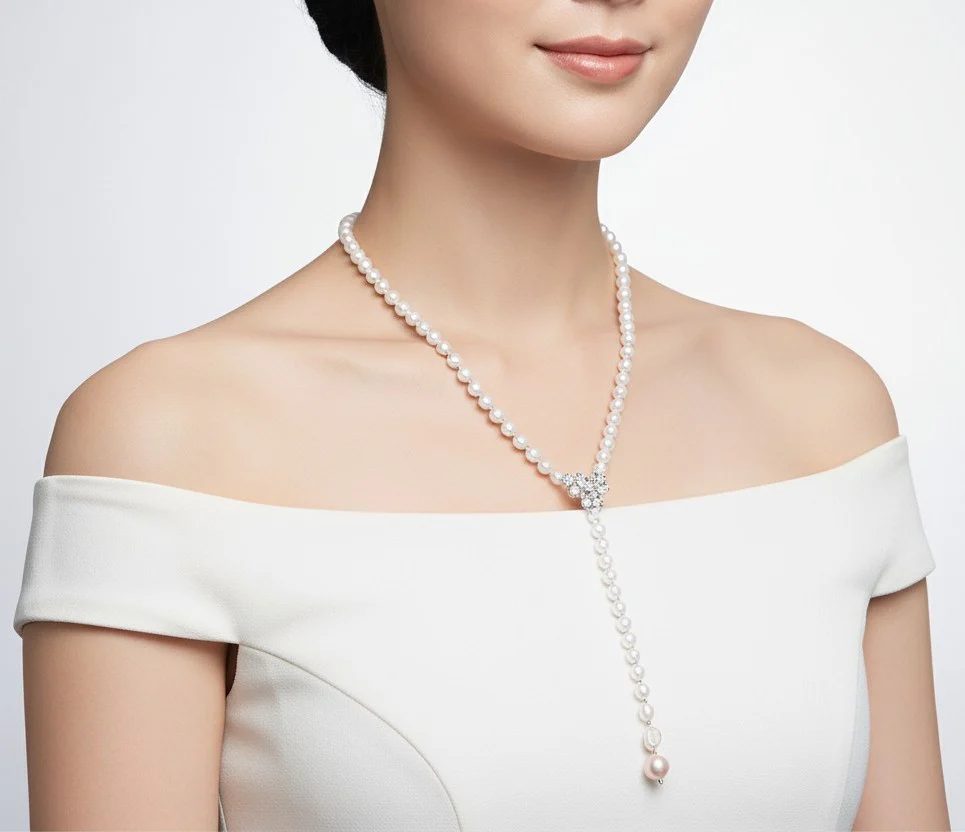 Bronzallure Necklace Fresh Water Cultured Pearl White - Image 3