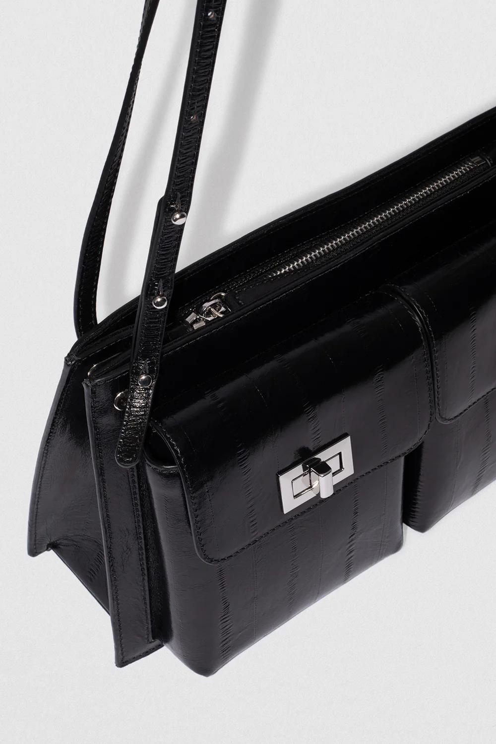 By Far Billy Tote Eel Embossed Leather Black - Image 3