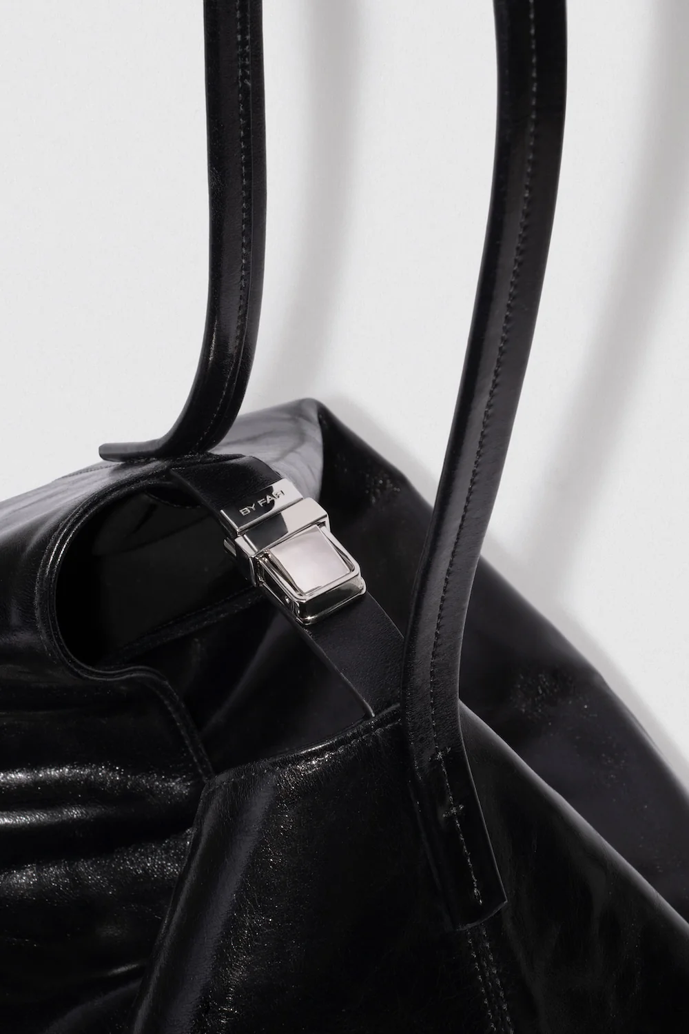 By Far Maxi Bea Creased Calf Leather Black - Image 3