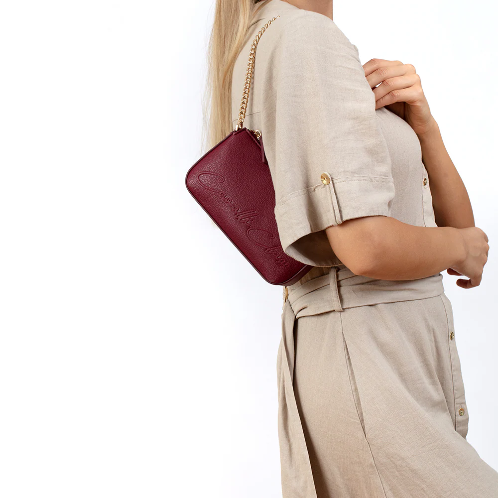 Cavalli Class - Bari Clutch Handbag, Burgundy - Image 4
