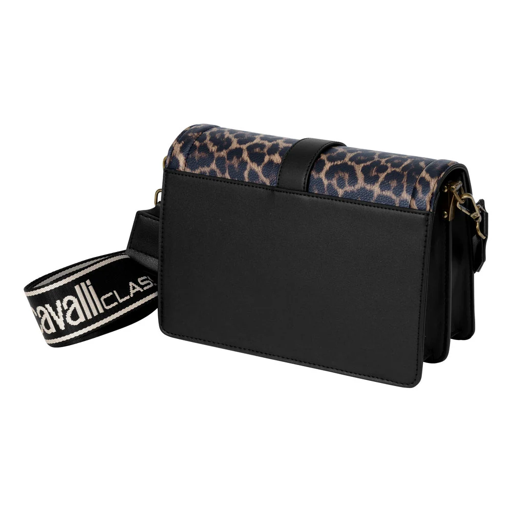 Cavalli Class - Oglio Crossbody Bag, Black & Leopard Print - Image 3