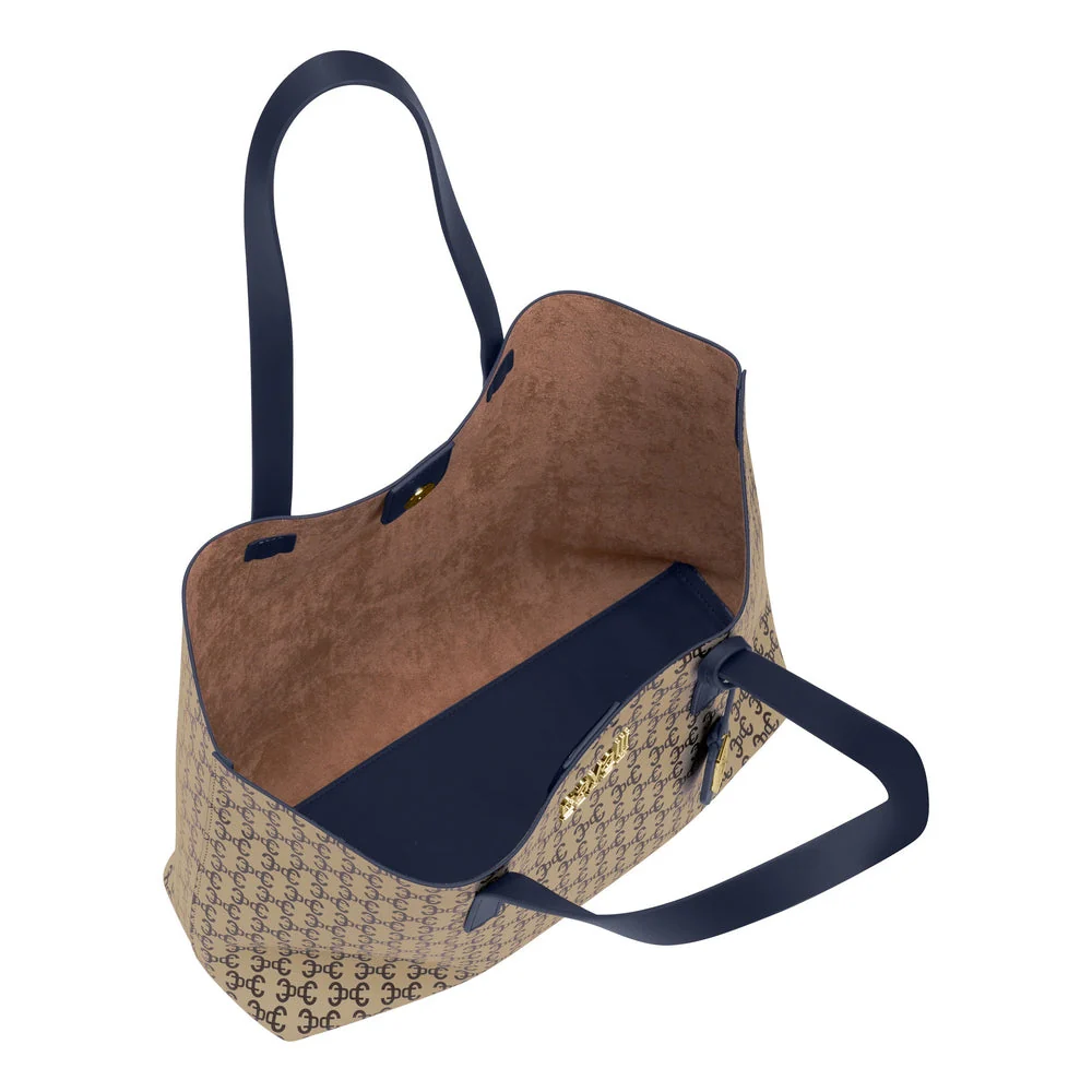 Cavalli Class - Troina Shopper Bag, Navy & Logo Print - Image 2