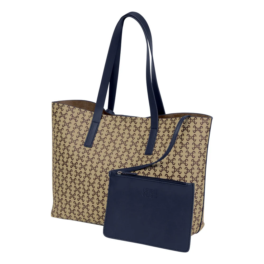 Cavalli Class - Troina Shopper Bag, Navy & Logo Print - Image 3