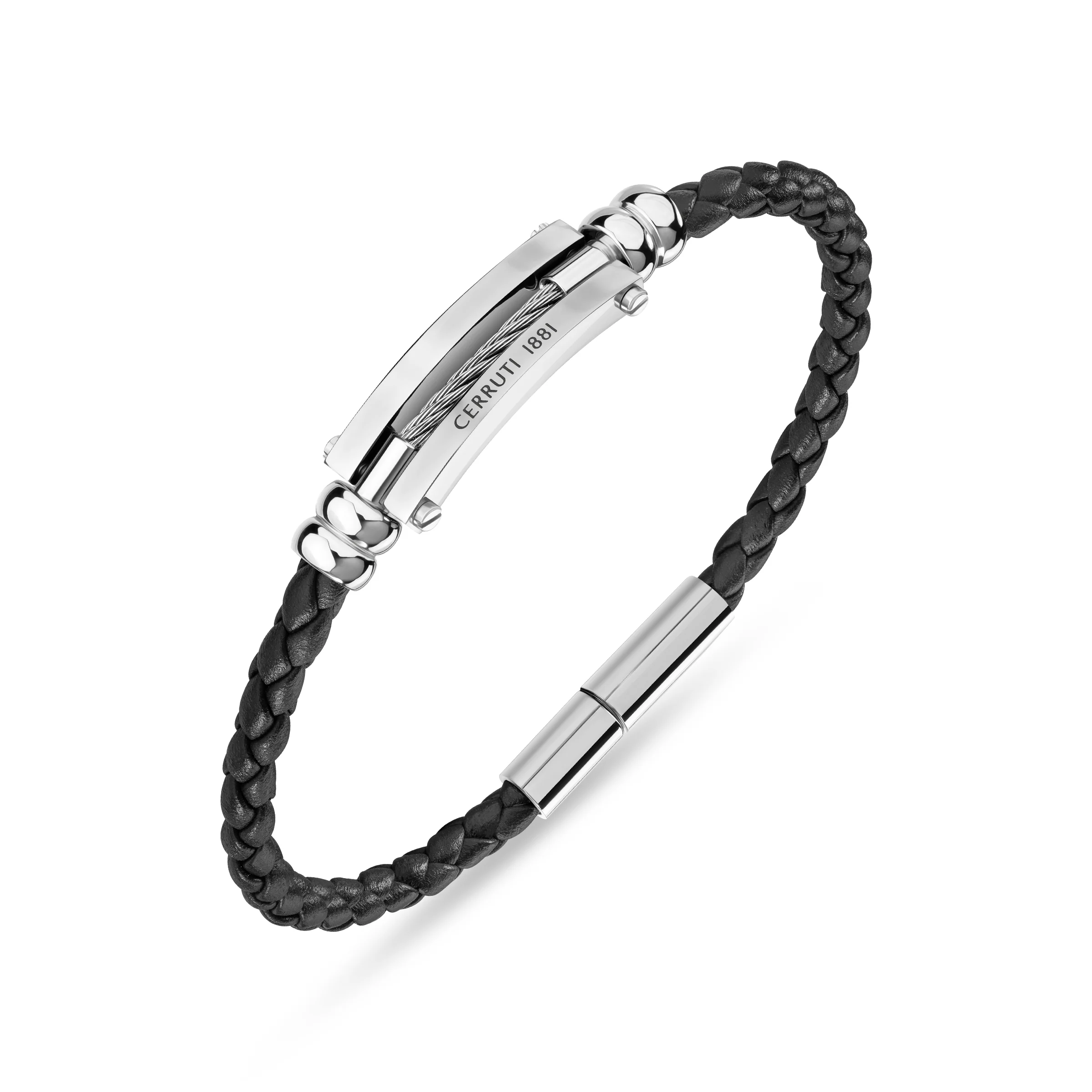 Cerruti 1881 Men's Cirrilio Black Textured Bracelet Leather - Image 2