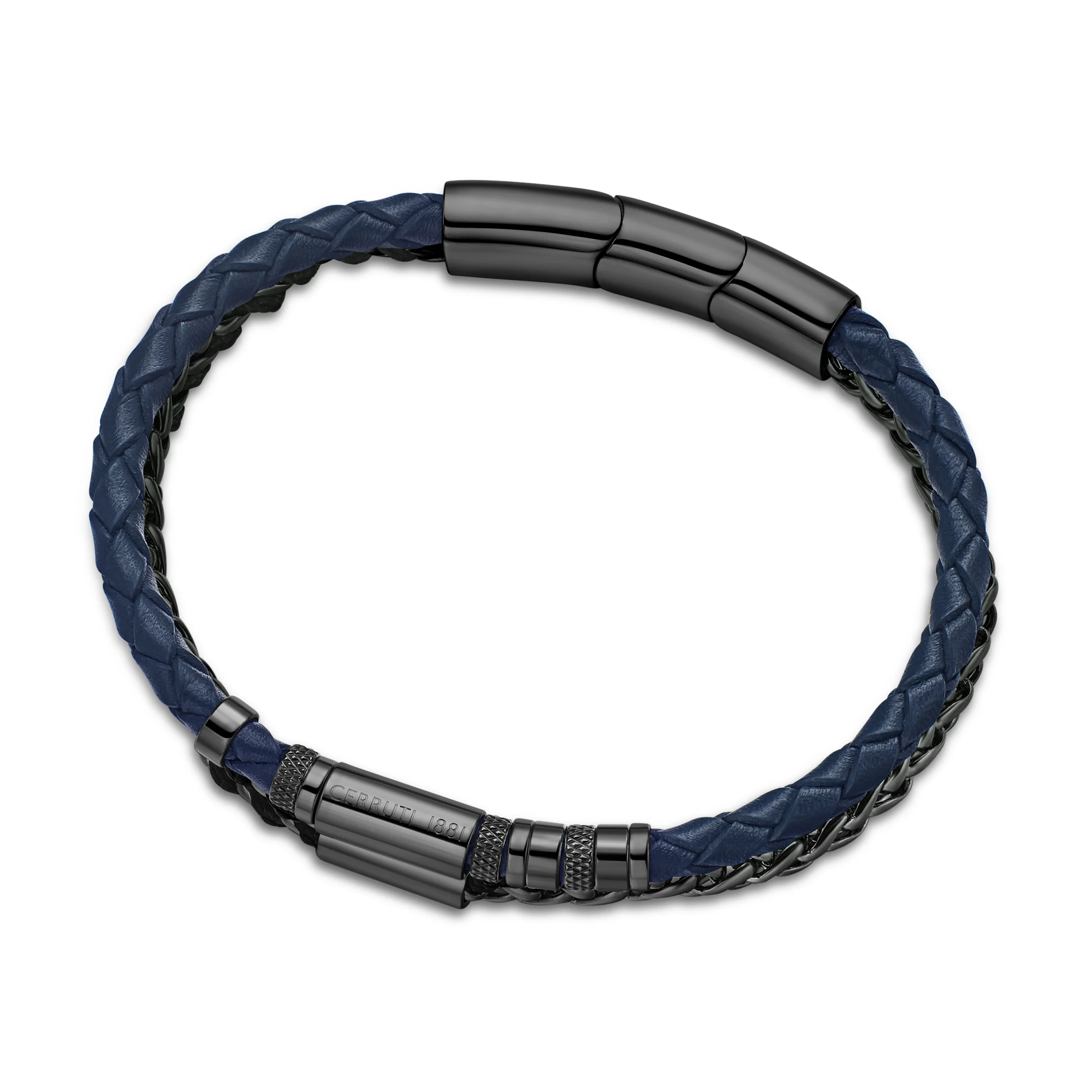 CERRUTI  ALTO IPGUN N.BLUE LEATHER BRACELET - Image 2