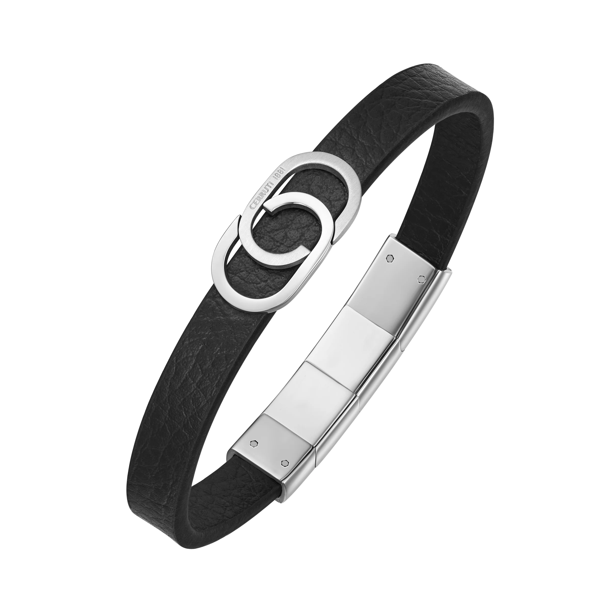 CERRUTI BRUNO SS BLACK LEATHER BRACELET - Image 2
