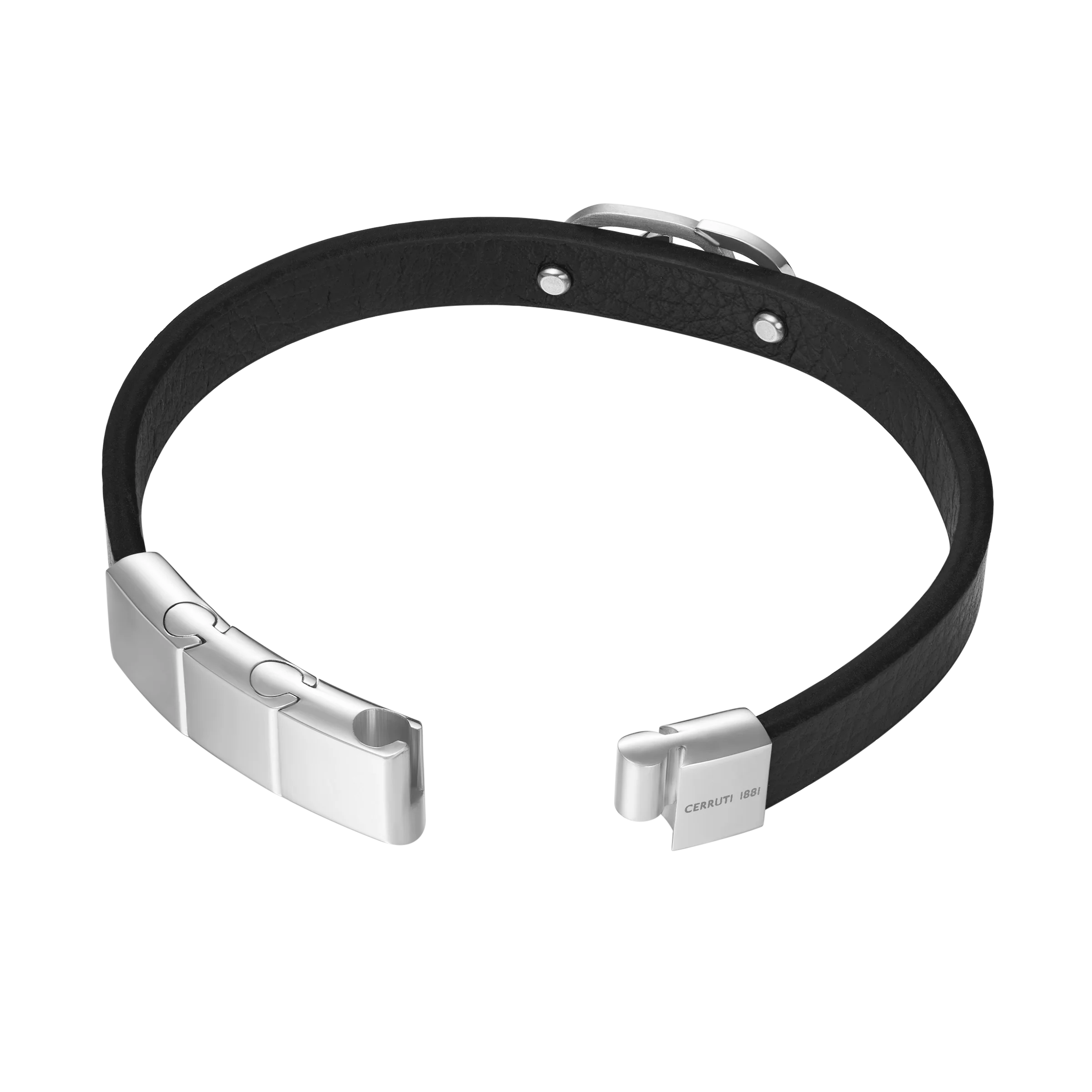 CERRUTI BRUNO SS BLACK LEATHER BRACELET - Image 3