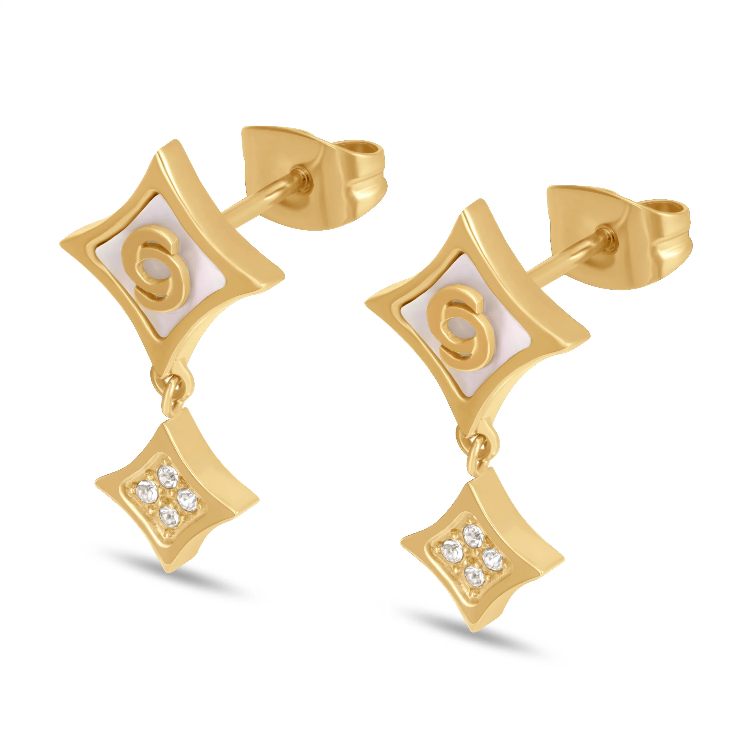 Cerruti Francesca Double C Logo Gold Plated Earrings - Image 3