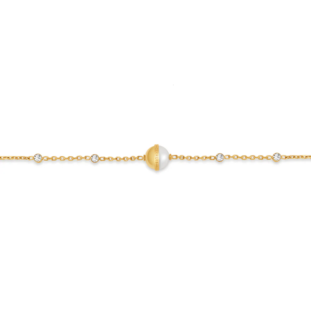 Cerruti Luciana Gold Plated Bracelet with Center Round Motif and White Stones - Image 3