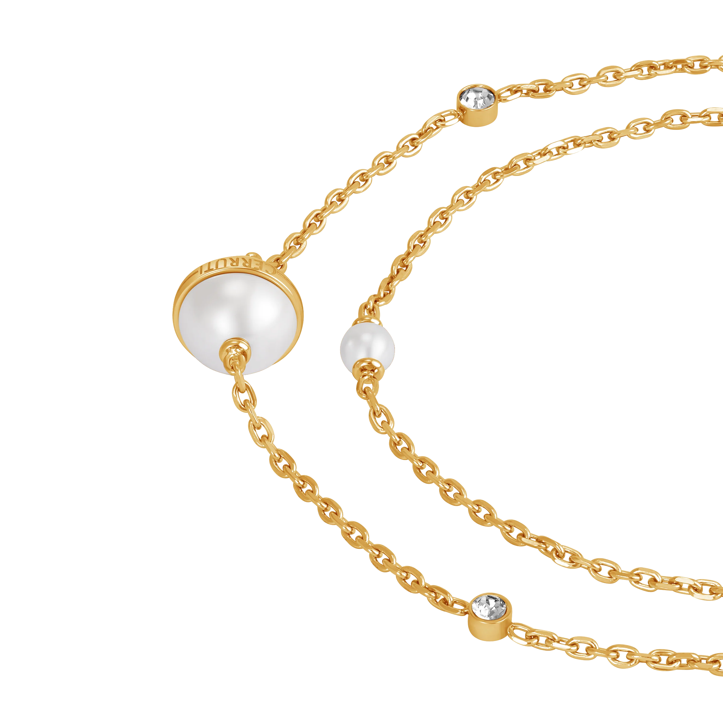 Cerruti Luciana Gold Plated Necklace with Round Motif and White Stones - Image 2