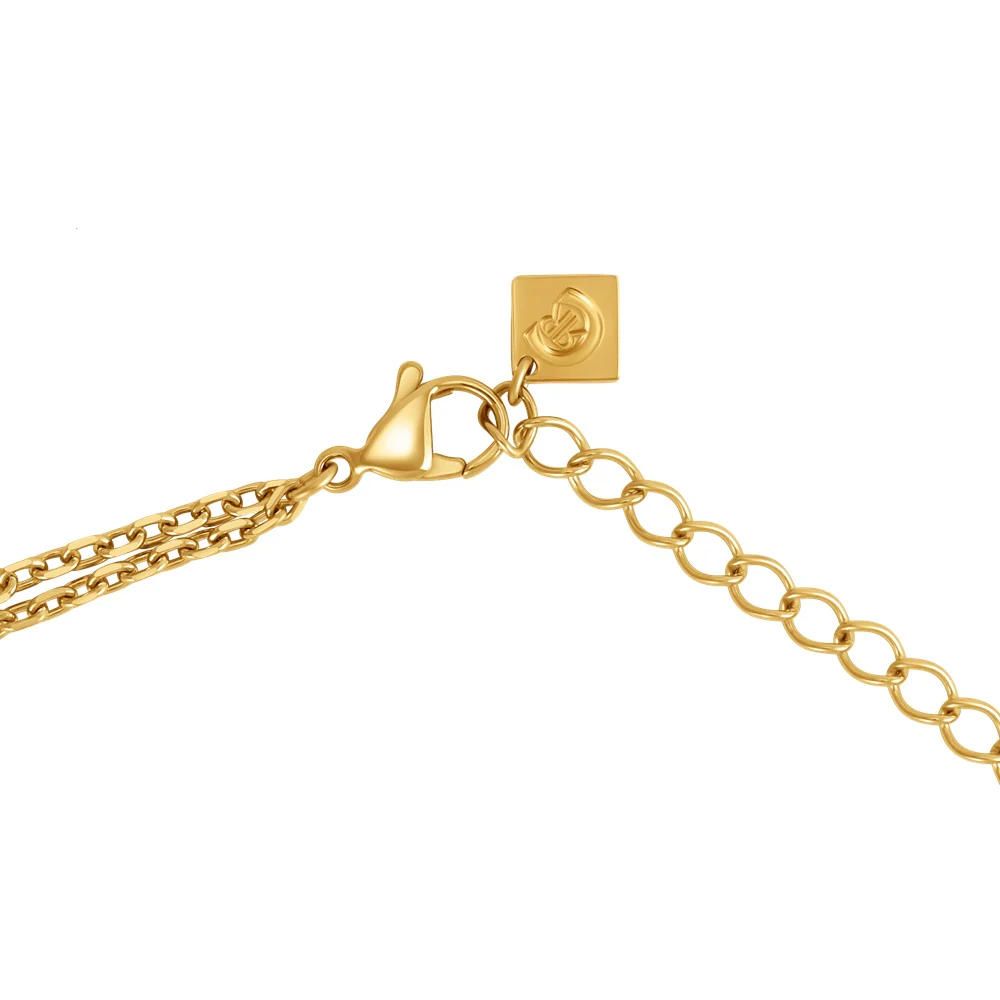 Cerruti Luciana Gold Plated Necklace with Round Motif and White Stones - Image 3