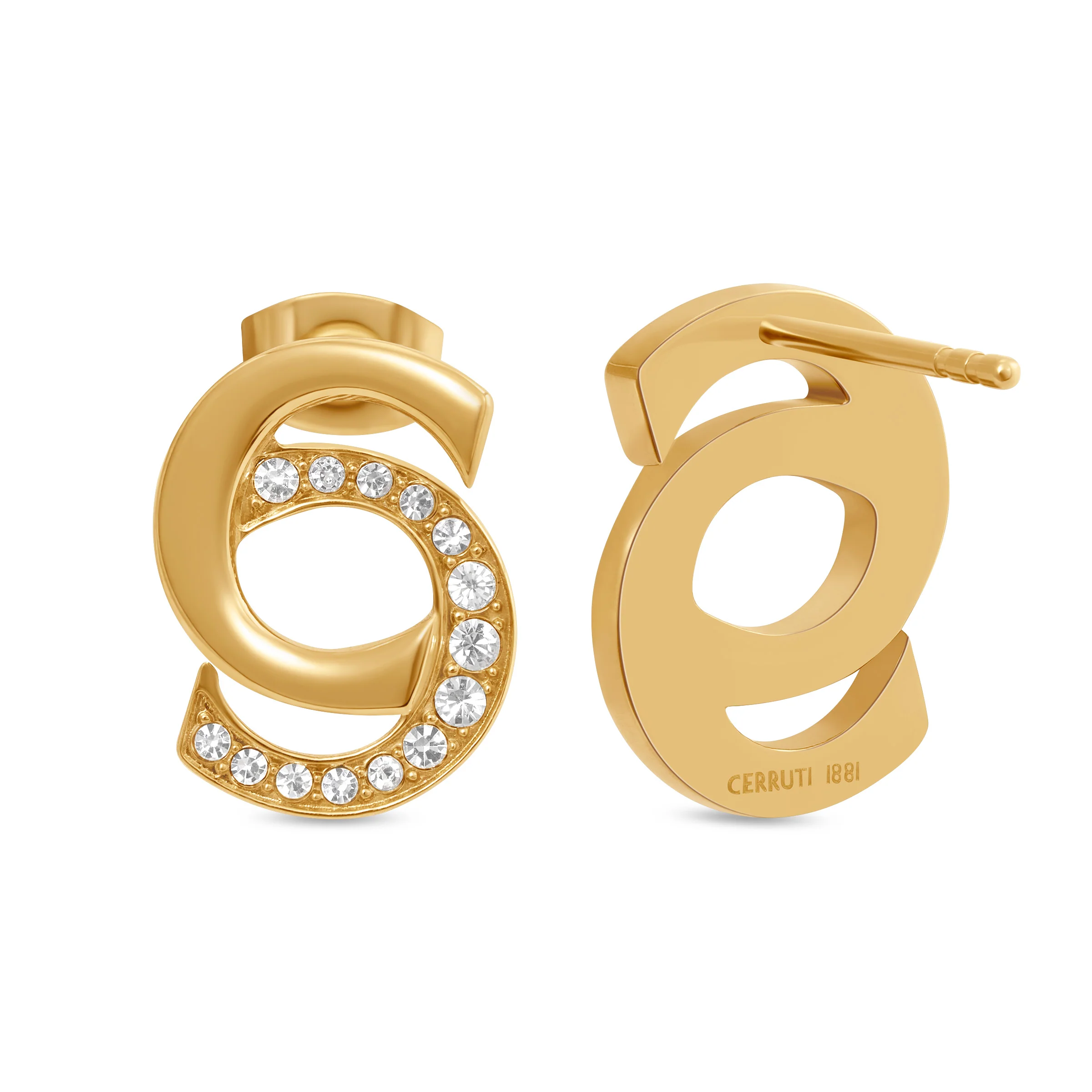 Cerruti Marina Double C Logo Gold Plated Earrings - Image 2