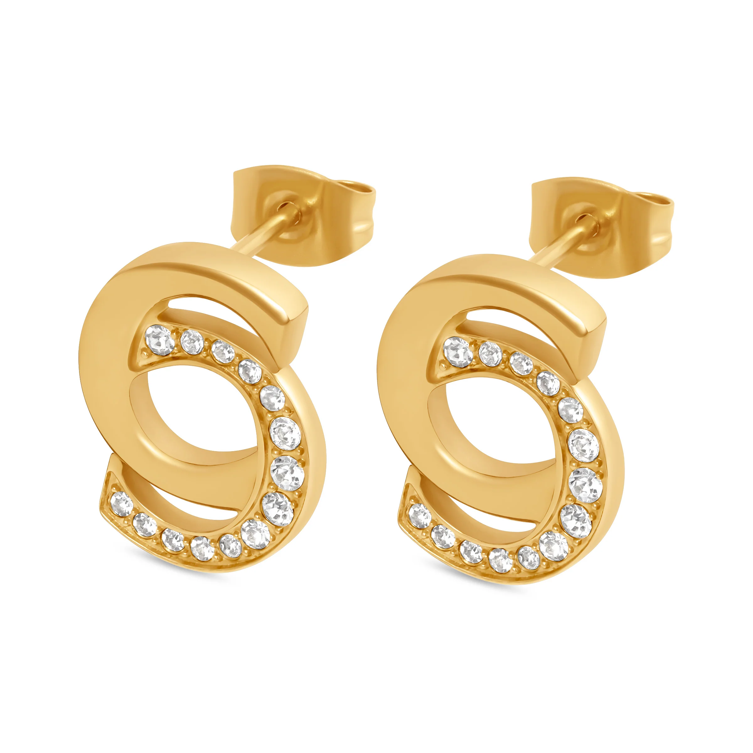 Cerruti Marina Double C Logo Gold Plated Earrings - Image 3