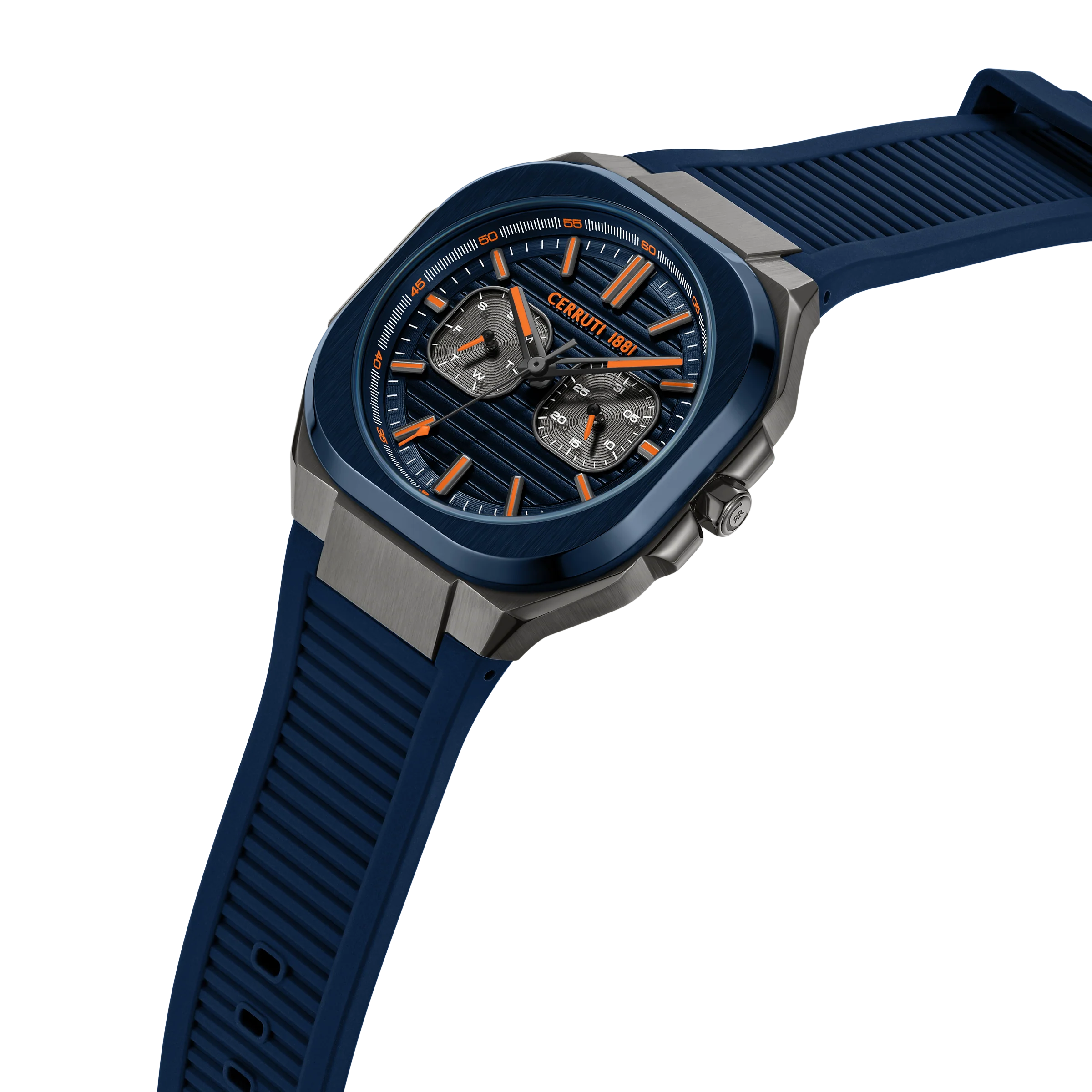 Cerruti Men’s Gunmetal/Blue Case Watch with Blue Dial & Blue Strap - Image 2