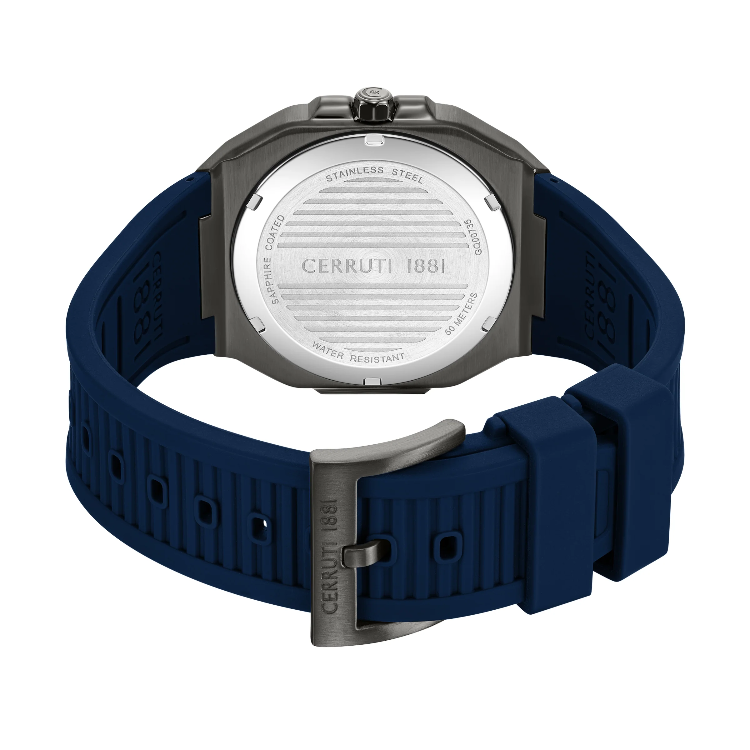 Cerruti Men’s Gunmetal/Blue Case Watch with Blue Dial & Blue Strap - Image 4