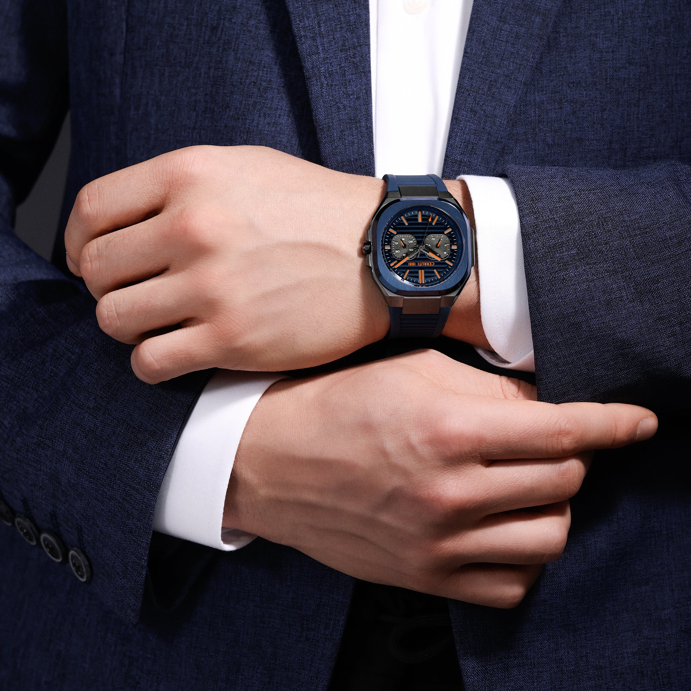 Cerruti Men’s Gunmetal/Blue Case Watch with Blue Dial & Blue Strap - Image 5