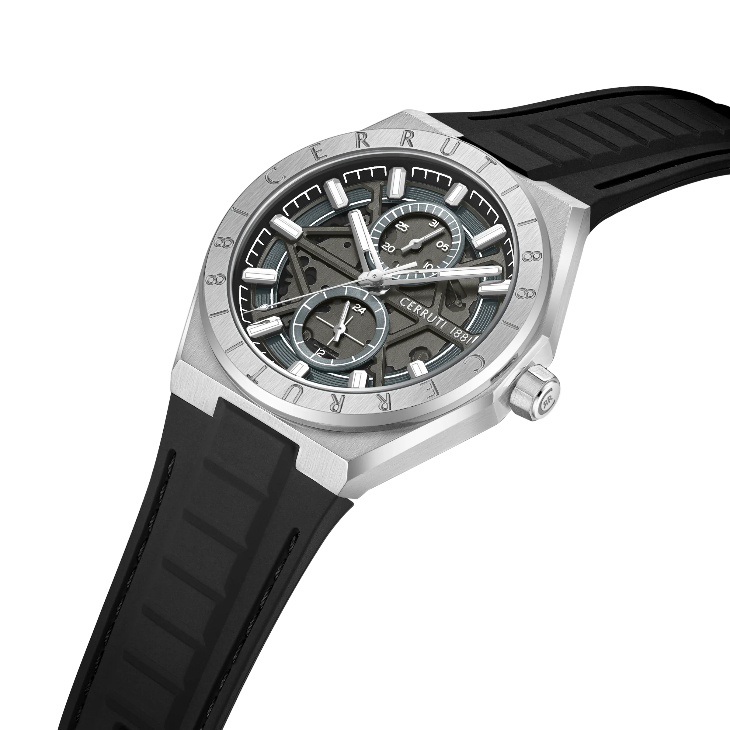 Cerruti Stainless Steel Black Silicon Gun Dial Men's Watch - Image 2