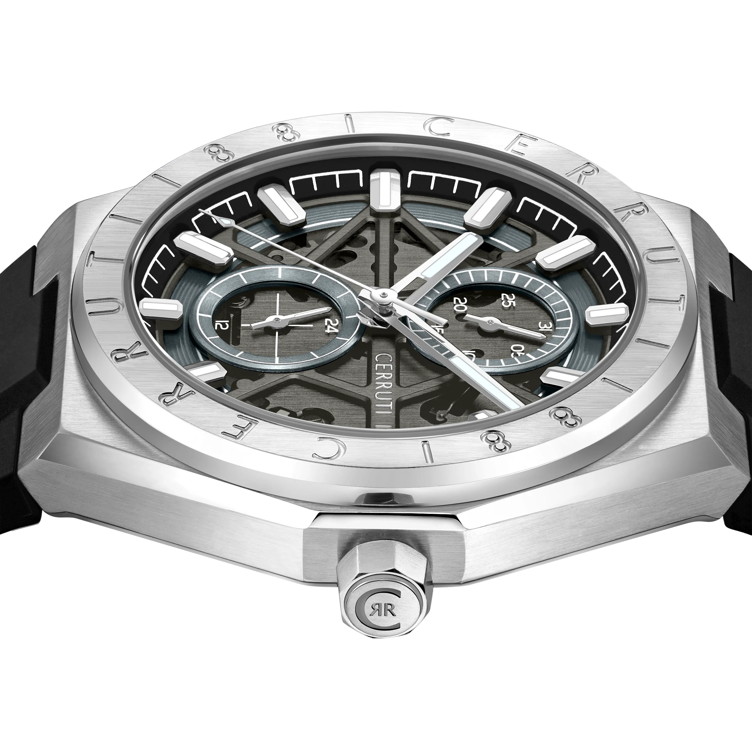 Cerruti Stainless Steel Black Silicon Gun Dial Men's Watch - Image 4