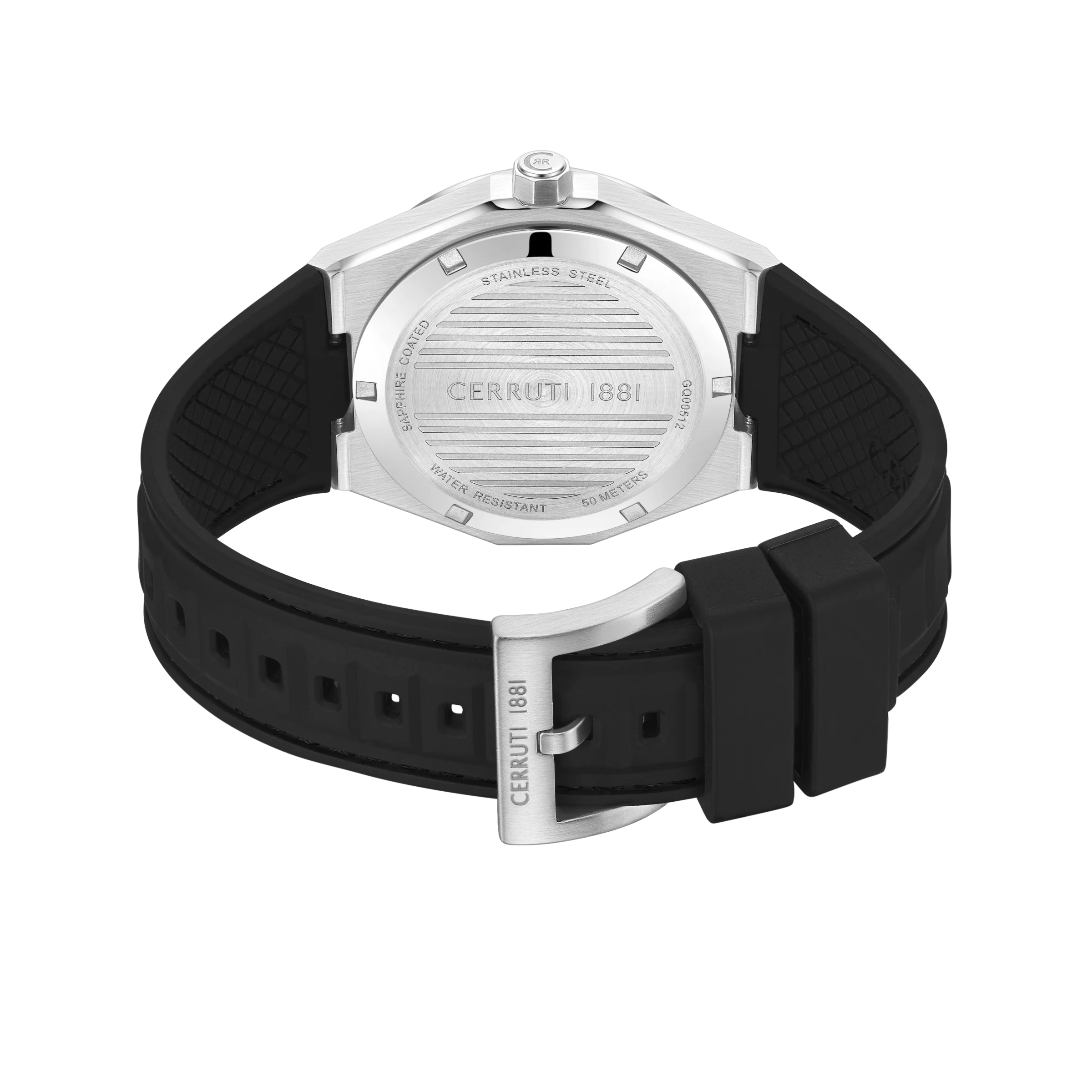 Cerruti Stainless Steel Black Silicon Gun Dial Men's Watch - Image 5