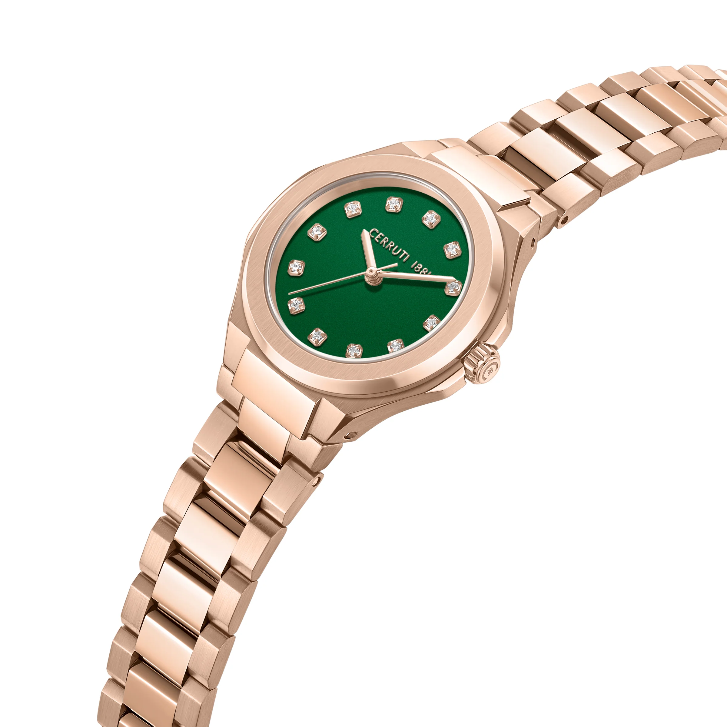 Cerruti Women's Rose Gold Watch with Green Dial & Rose Gold Bracelet - Image 2