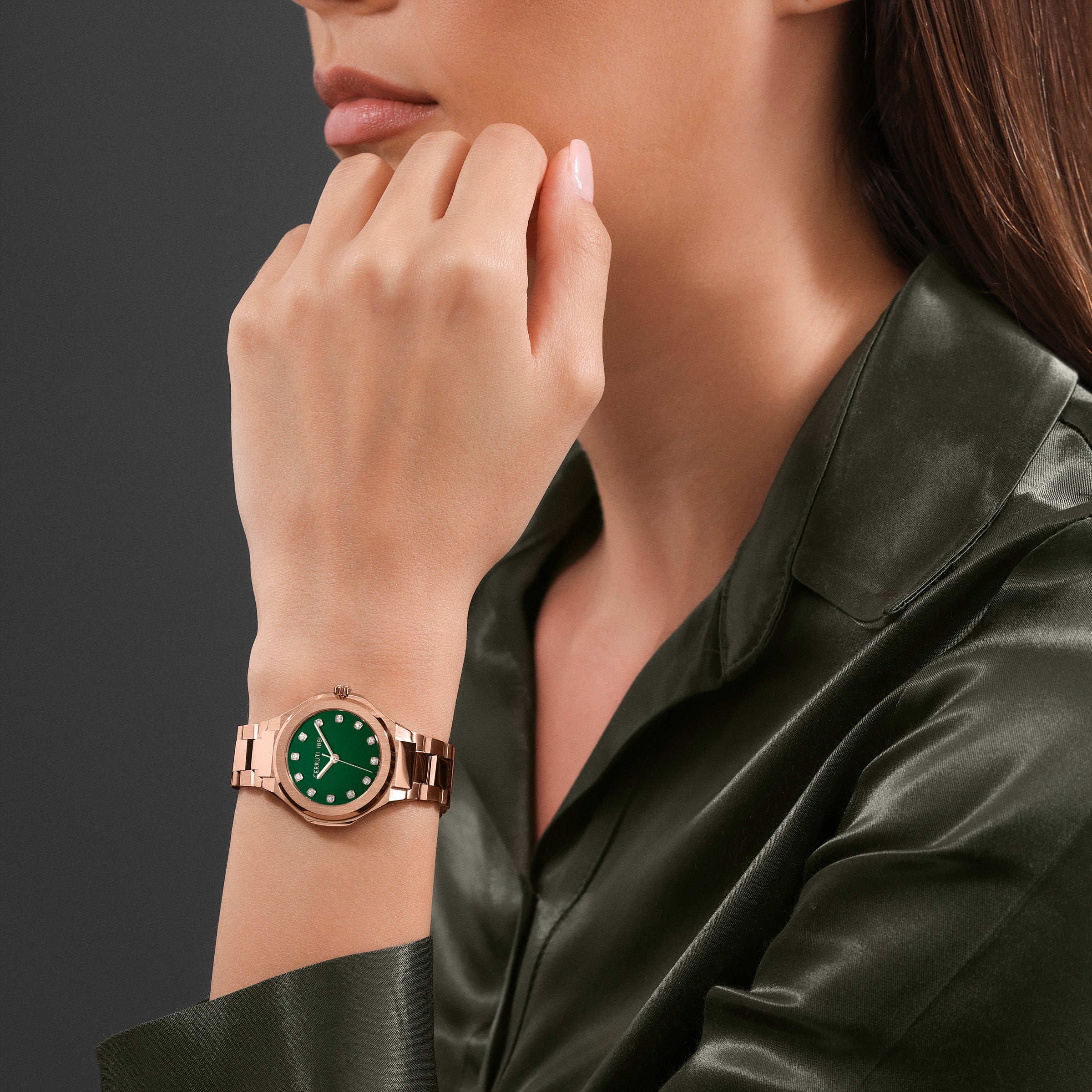 Cerruti Women's Rose Gold Watch with Green Dial & Rose Gold Bracelet - Image 5