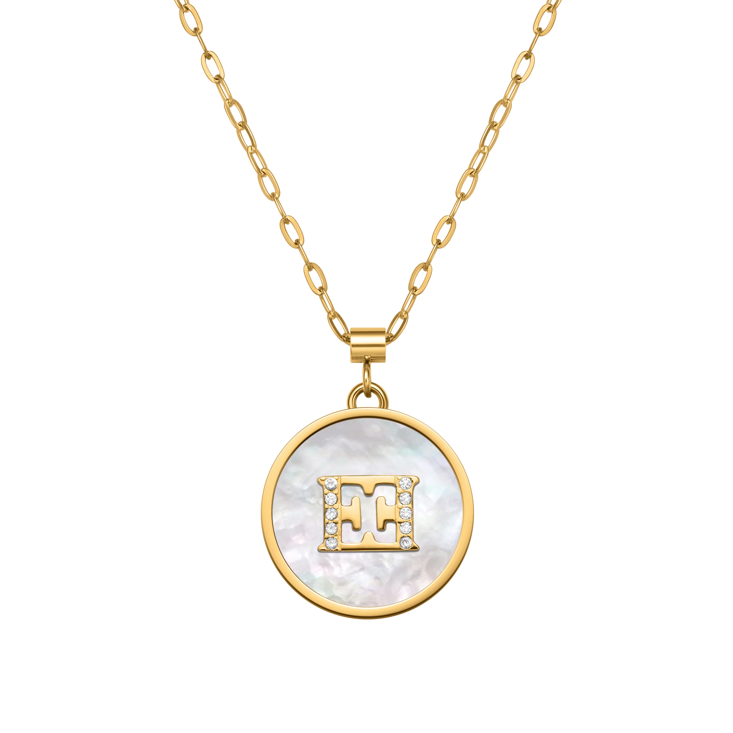 ESCADA CAROLINE ROUND MOP MOTIF WITH ESCADA LOGO NACKLACE - Image 2