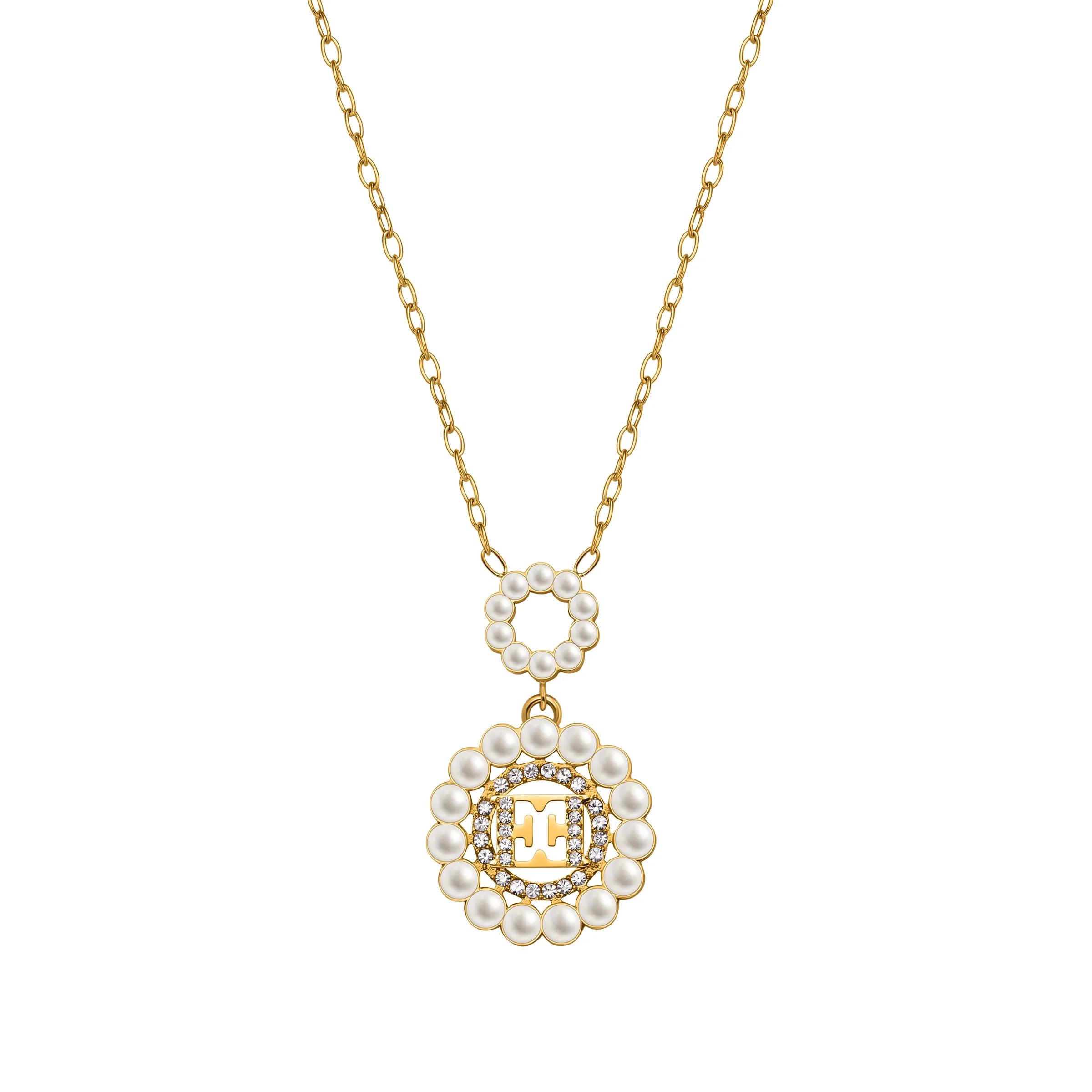 ESCADA CLARA ROUND PEARLS RING CNT LOGO NECKLACE - Image 2