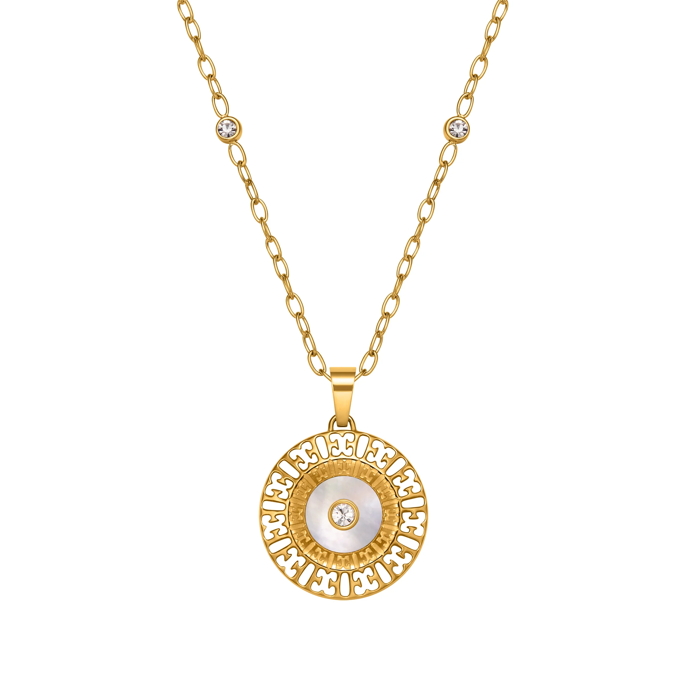 ESCADA NAOMI ROUND LOGO CUTOUT WITH MOP NECKLACE - Image 2