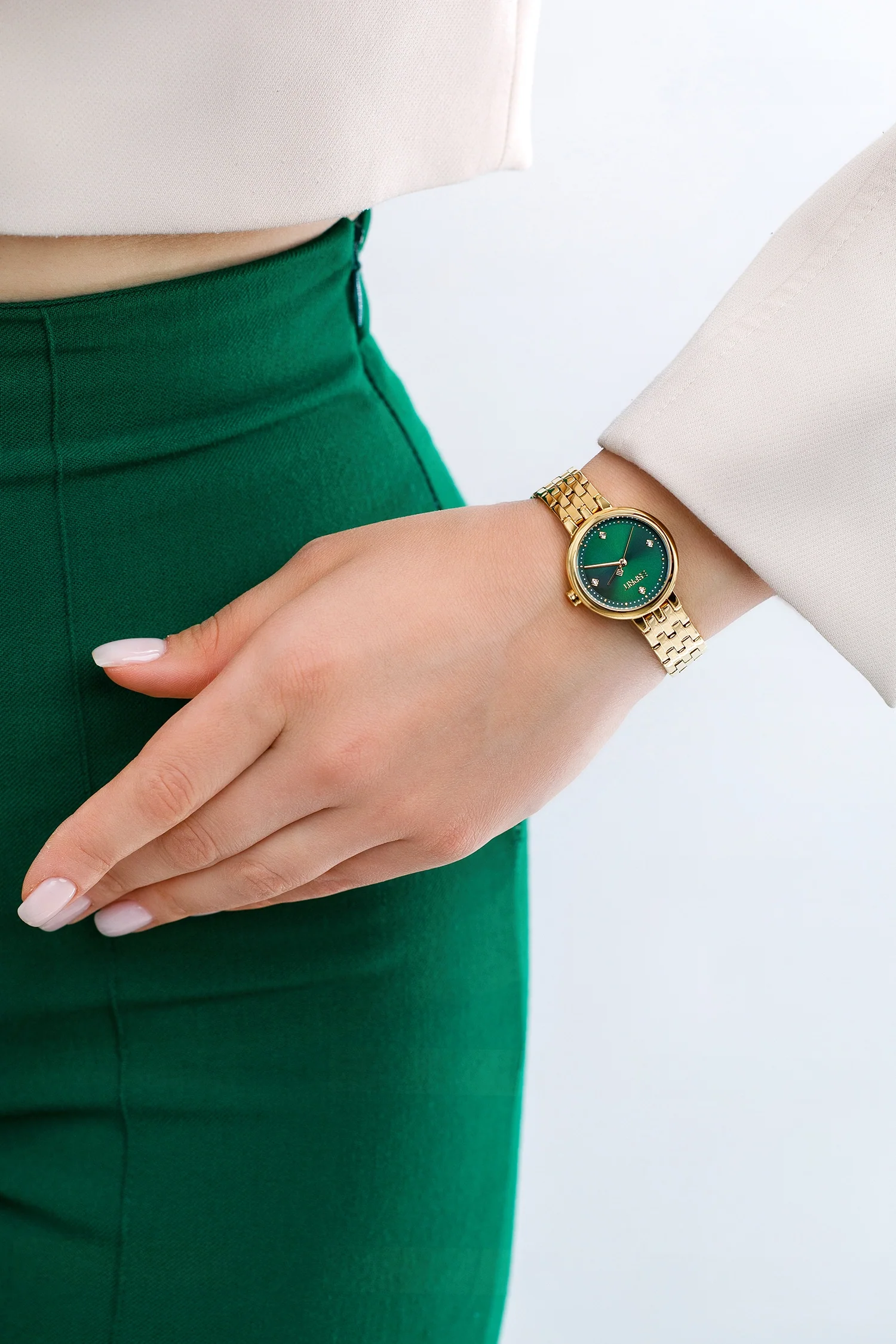 Esprit Maya Ladies Gold Case Green Dial Stainless Steel Bracelet Watch - Image 2