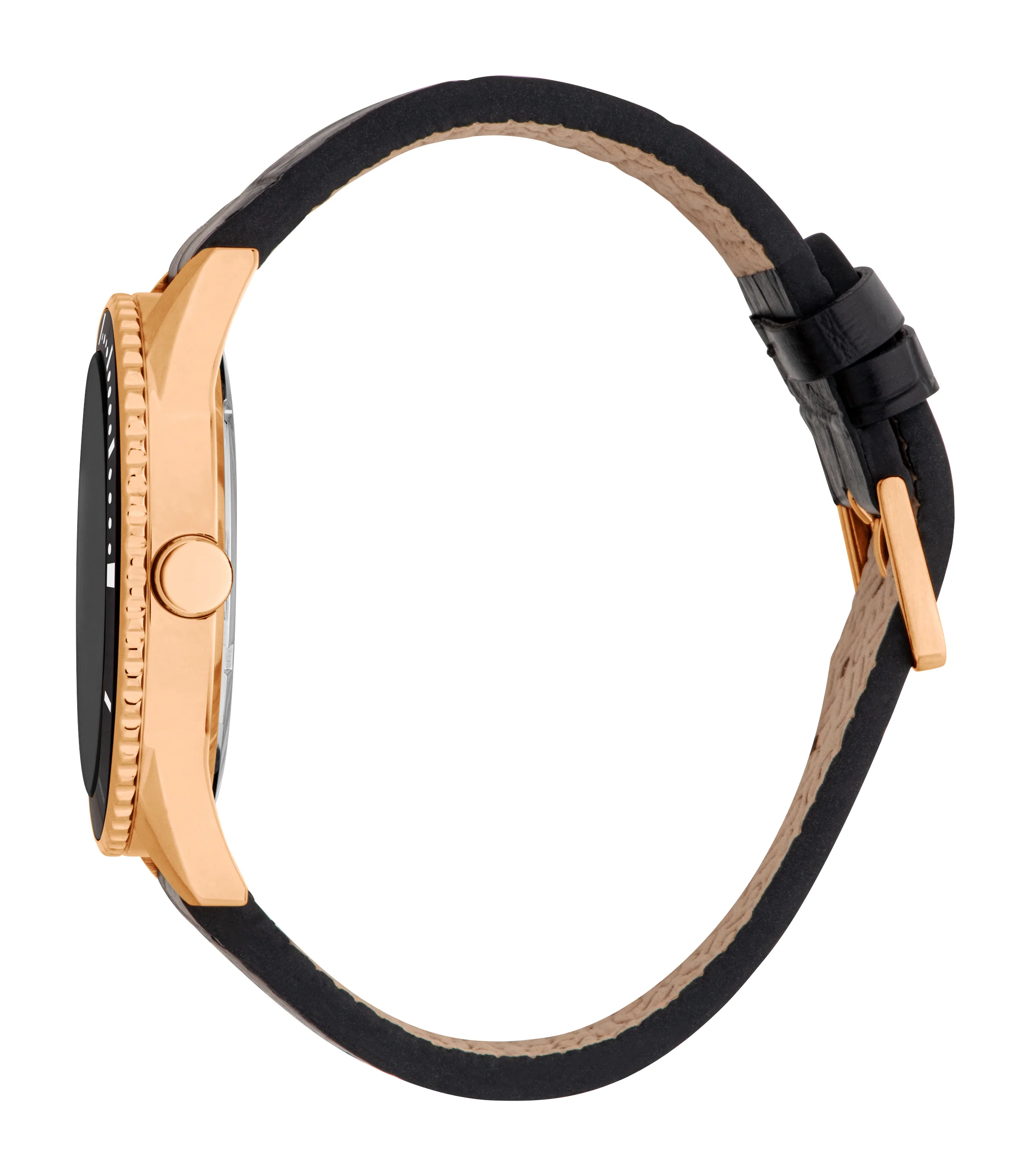 Esprit Men's Black Dial Rose Gold-Tone & Black Leather Starp Watch - Image 2