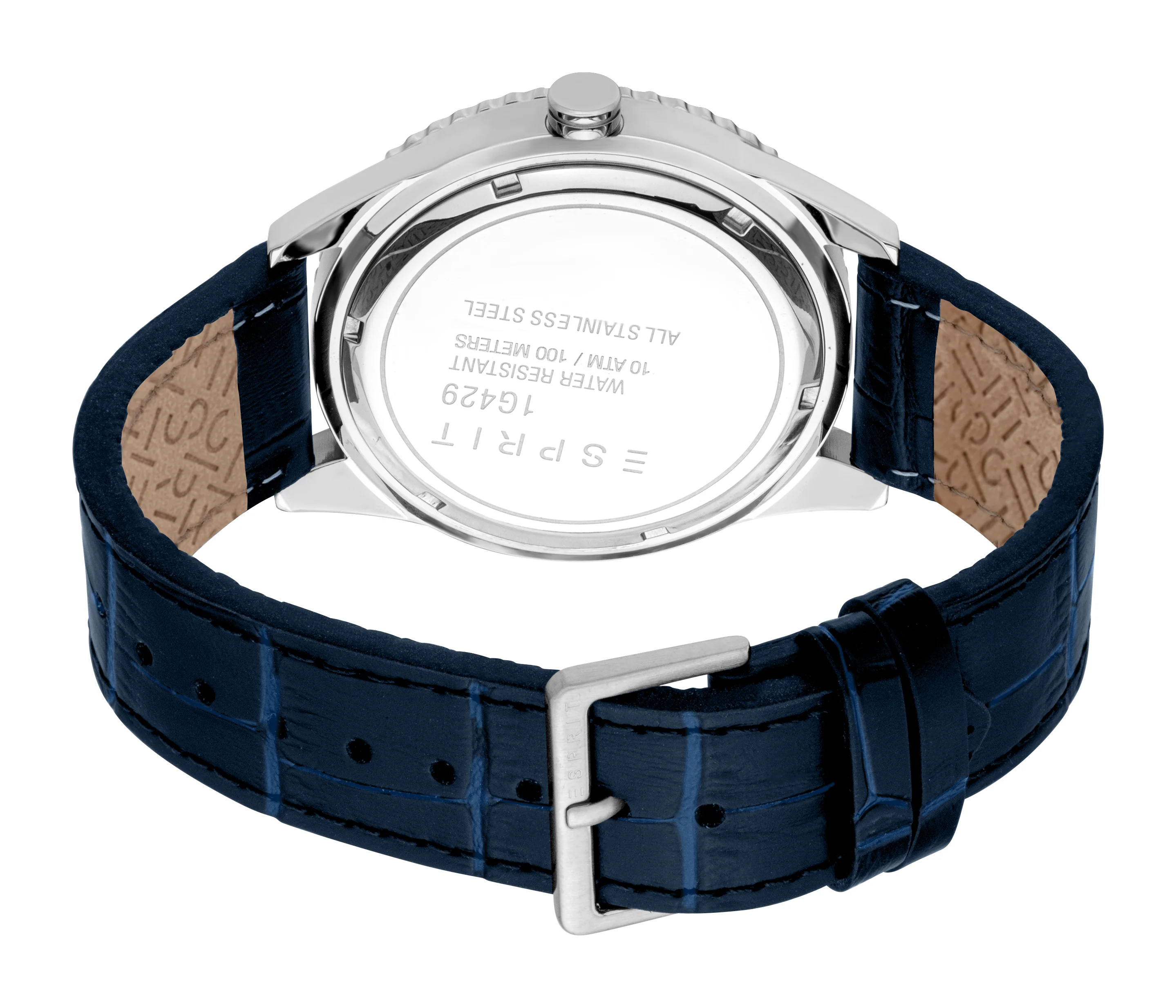 Esprit Men's Blue Dial Silver-Tone Case & Blue Leather Strap Watch - Image 3