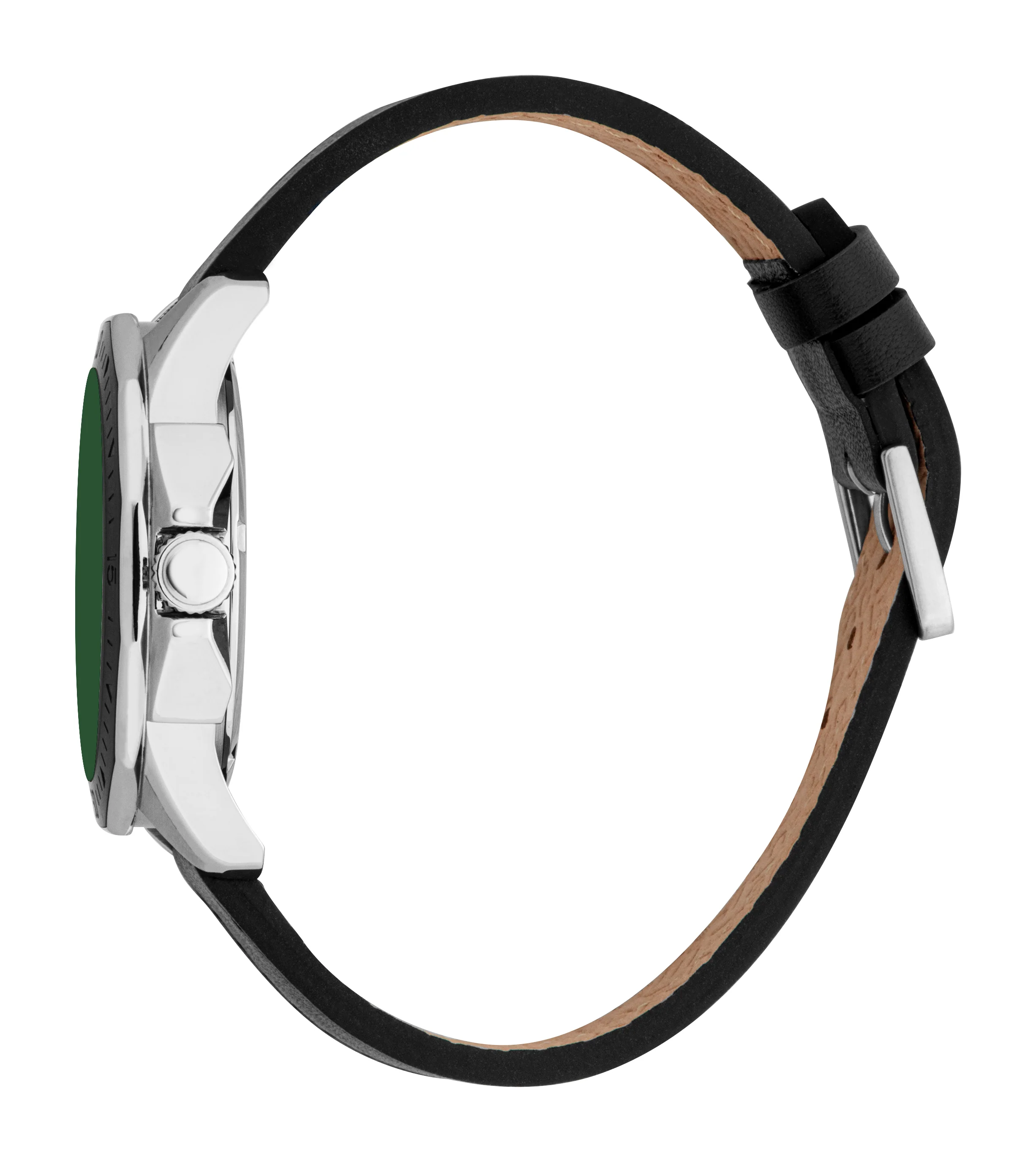 Esprit Men's Green Dial Silver-Tone & Black Leather Strap Watch - Image 3