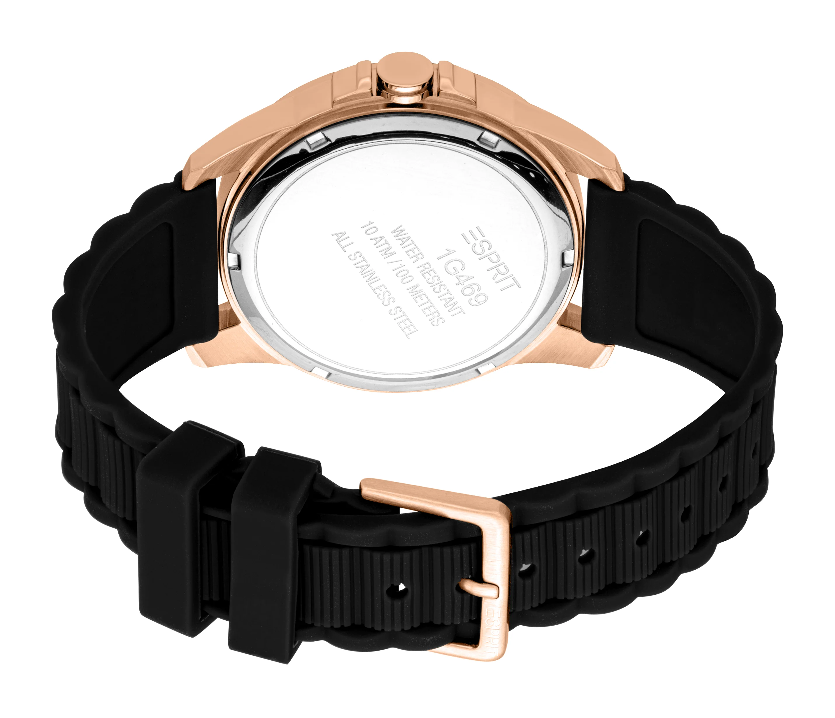 Esprit Men's Rose Gold-Tone & Black  Silicone Strap Watch - Image 2