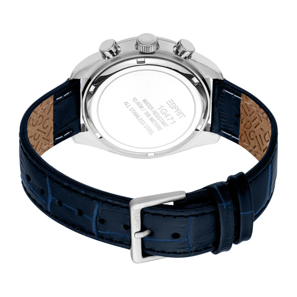 Esprit Porter Gents Chronograph blue Dial Blue Leather Strap Watch - Image 3