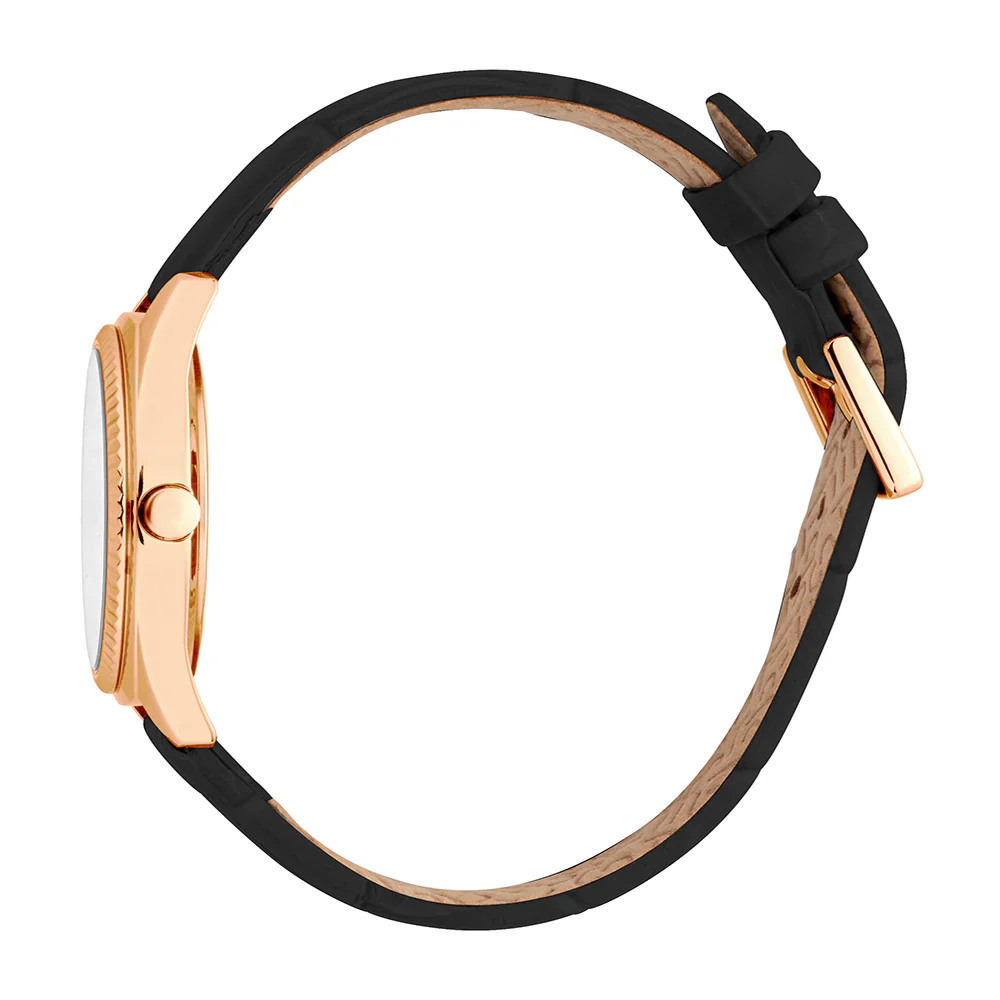Esprit  Uma S Ladies Silver Dial Black Leather Strap Watch - Image 3
