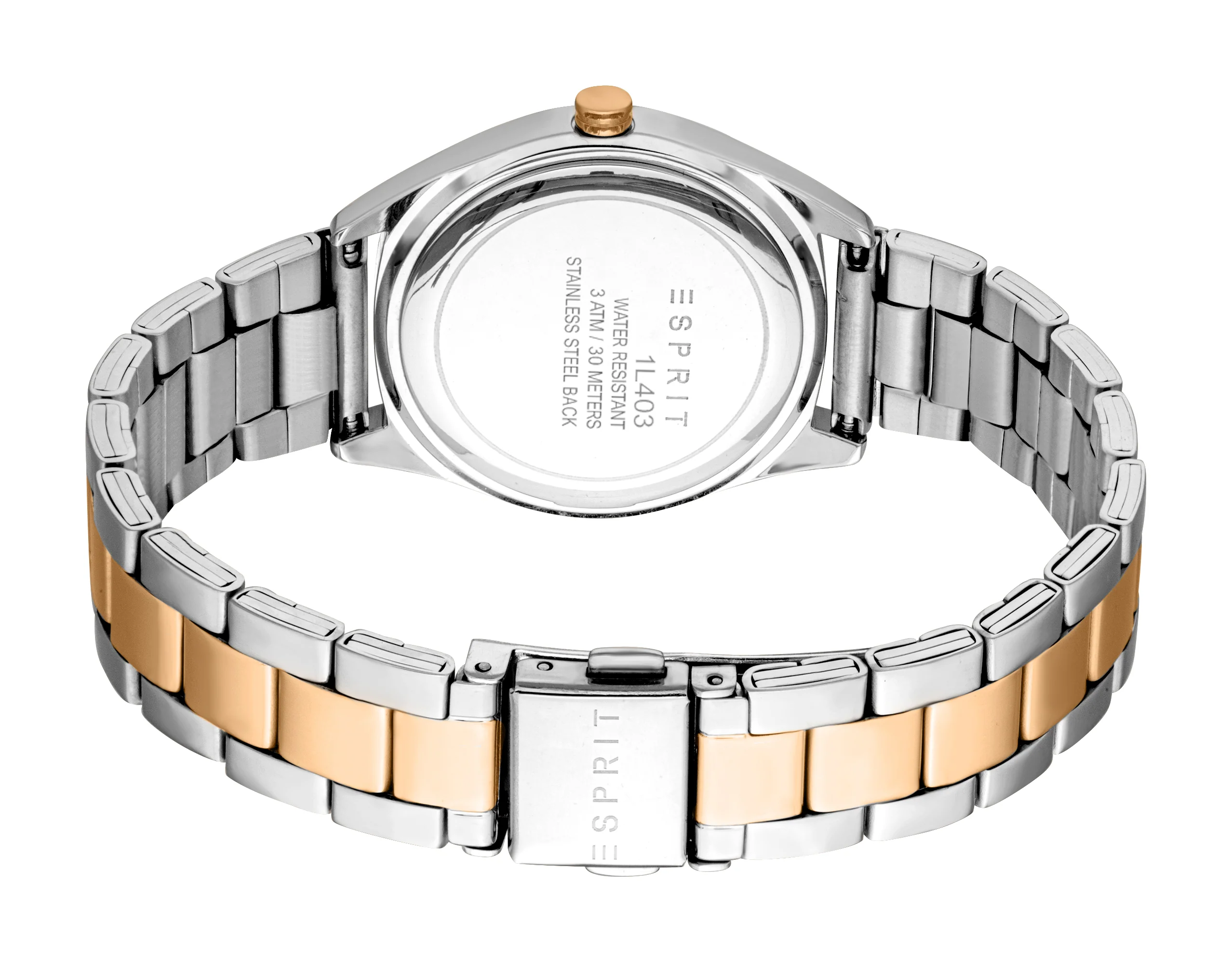 Esprit Uma Women’s Two-Tone Rose Gold Watch with Silver Dial and Crystal Bezel - Image 4