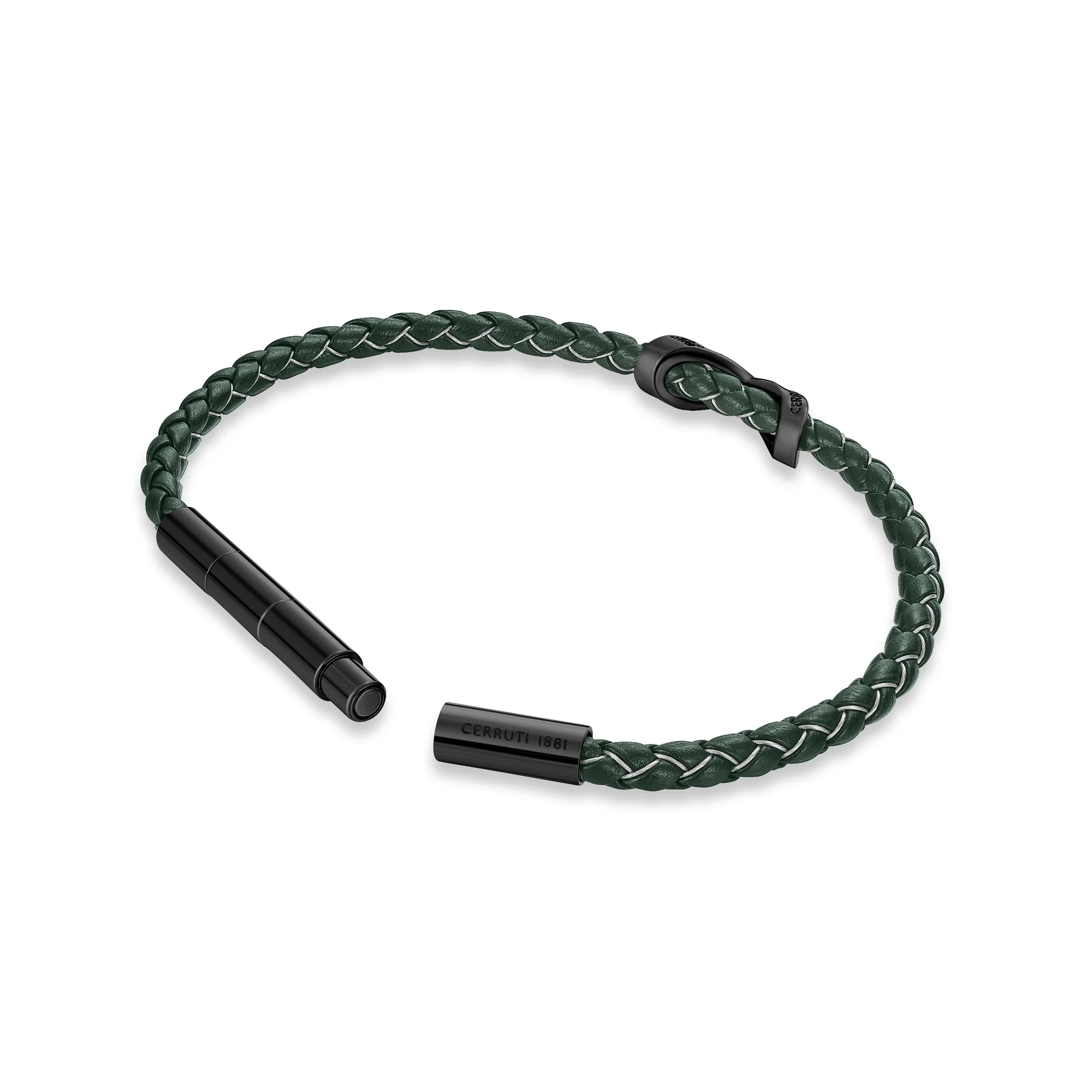 FRANCO IP BLACK GREEN LEATER BRACELET - Image 3