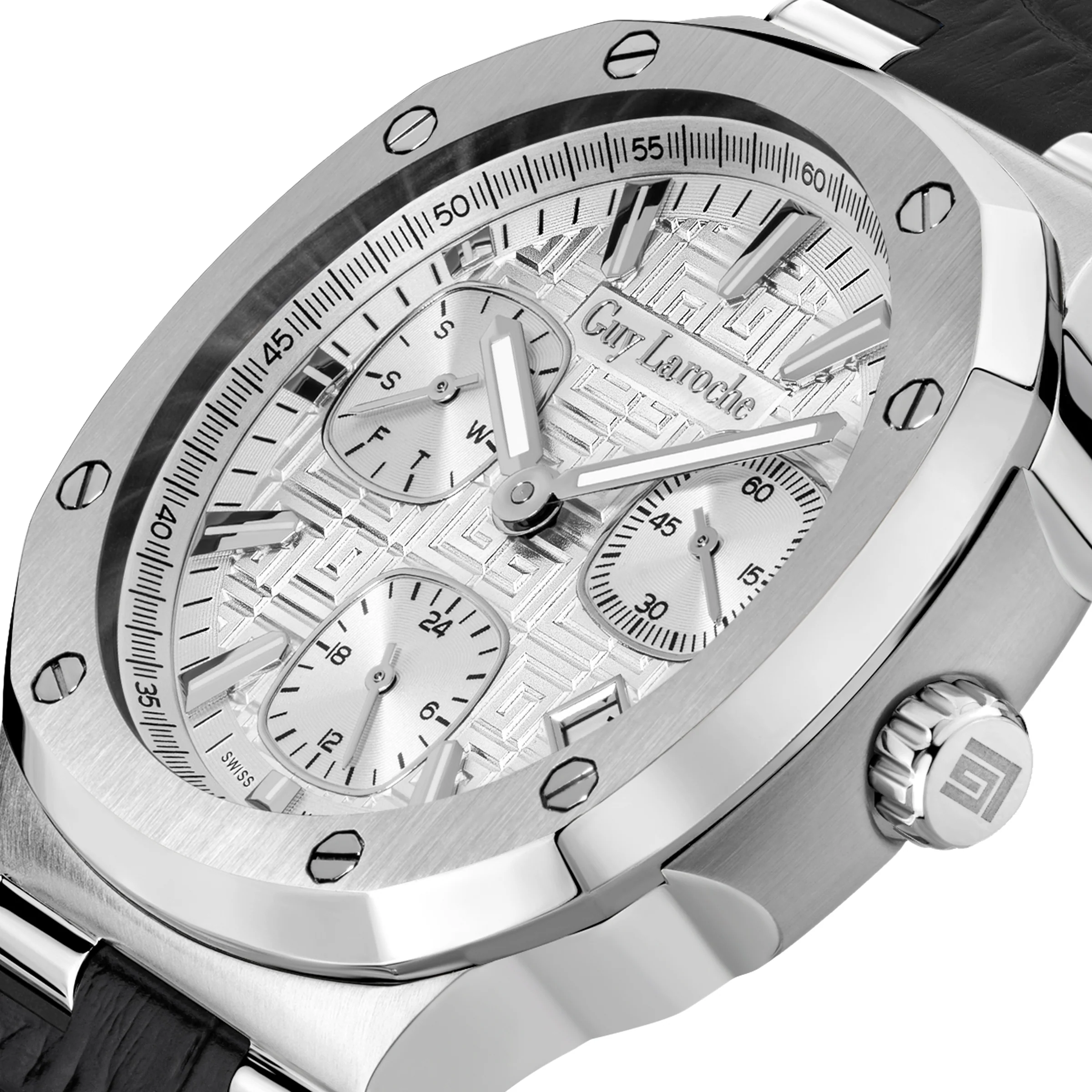 GUY LAROCHE Charlie Multifunction Round Dial Silver Swiss Made Watch for Men - Image 4
